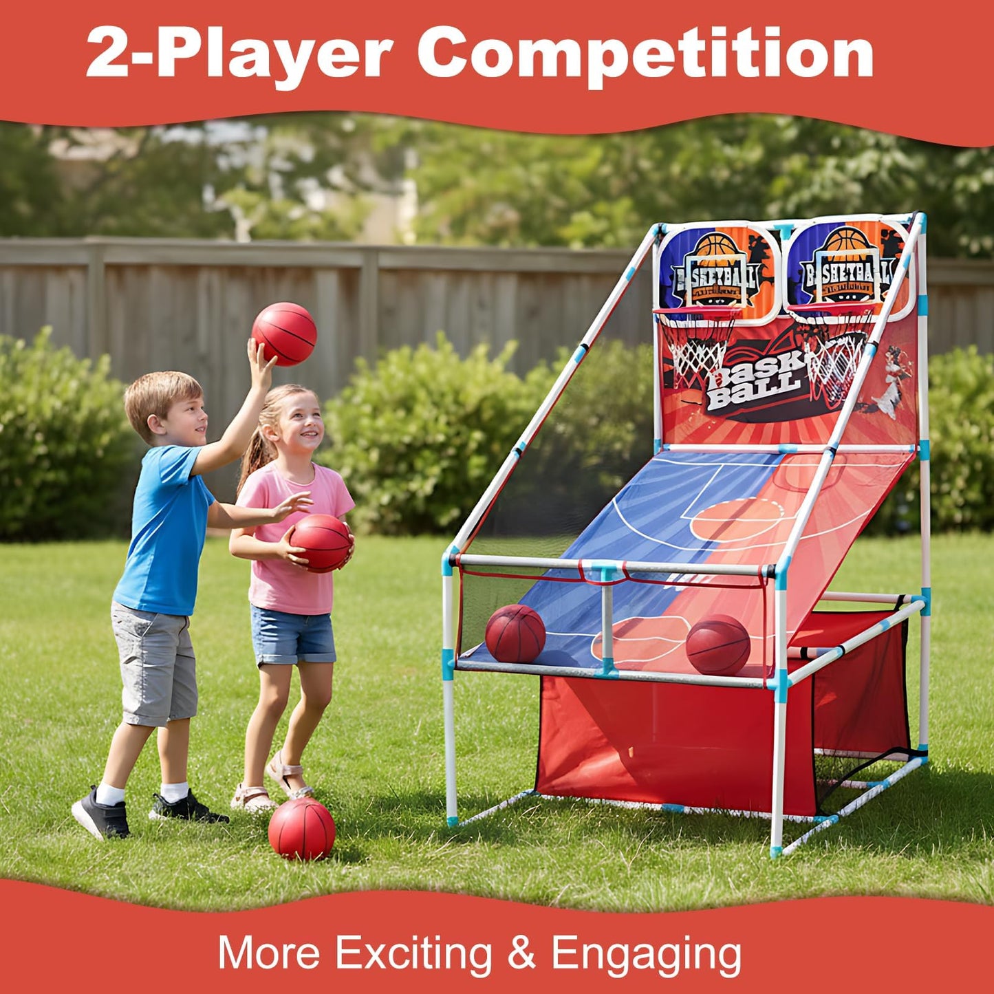 grnpeak Basketball Arcade Game, Kids Double Basketball Hoop with Balls & Pump, Fun Sports Game for Boys Girls, Gift for Kids Ages 4+
