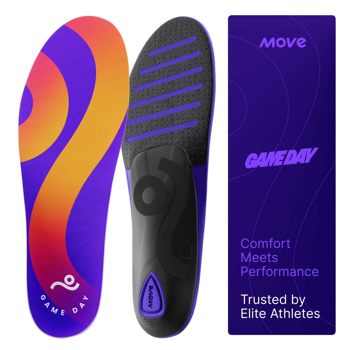 MOVE Game Day - All-Purpose Support Insoles - Plantar Fasciitis, Running, Shock Absorption, Flat Feet, Arch Support, Basketball, Active Lifestyle, Walking and Athletics (M 4-4.5 / WM 5.5-6)