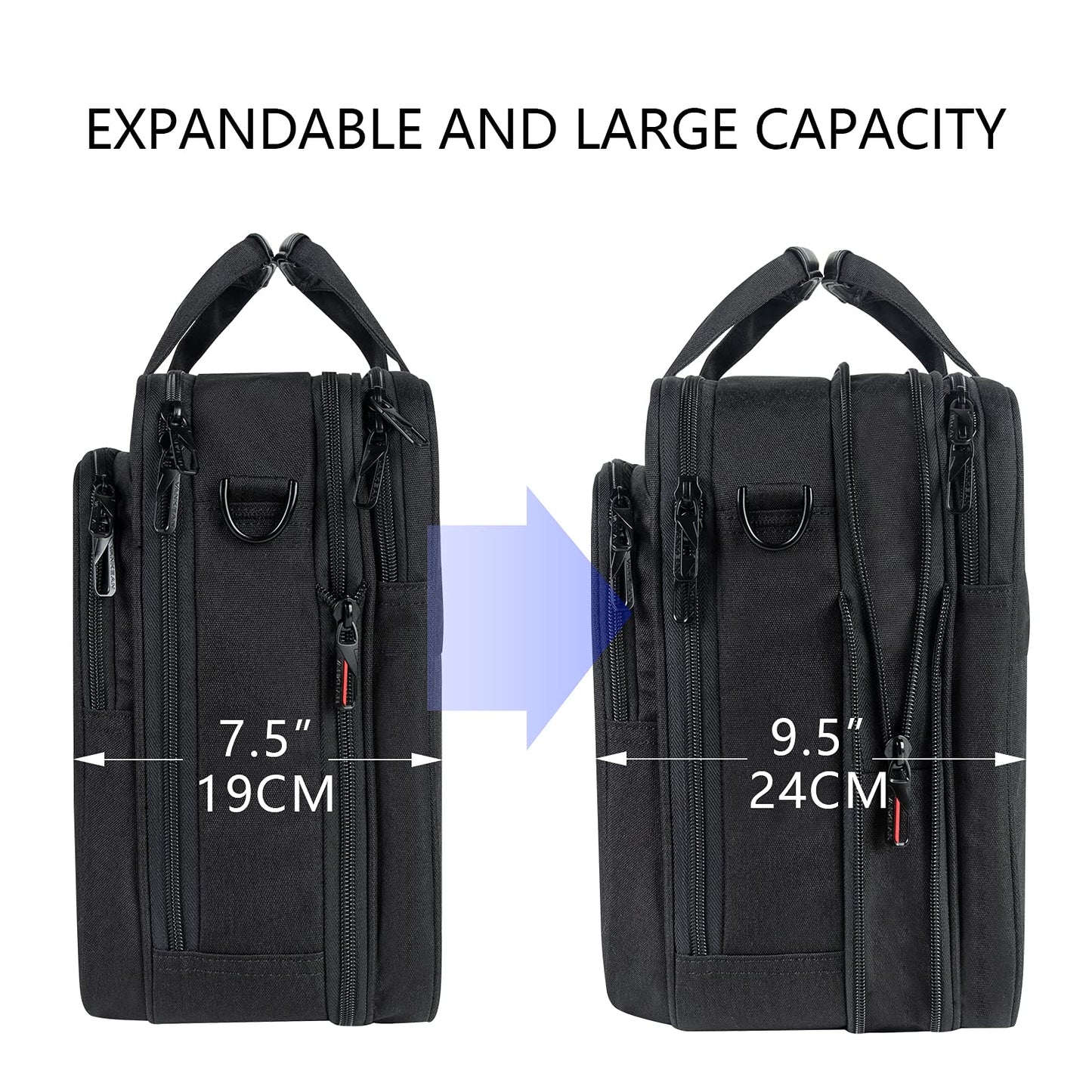 VANKEAN Laptop Briefcase Premium Laptop Case Fits Up to 17.3 Inch Business Shoulder Bag Laptop Expandable Water-Repellent Messenger Bag for Men/Women Computer Bag for Travel/Business/Black