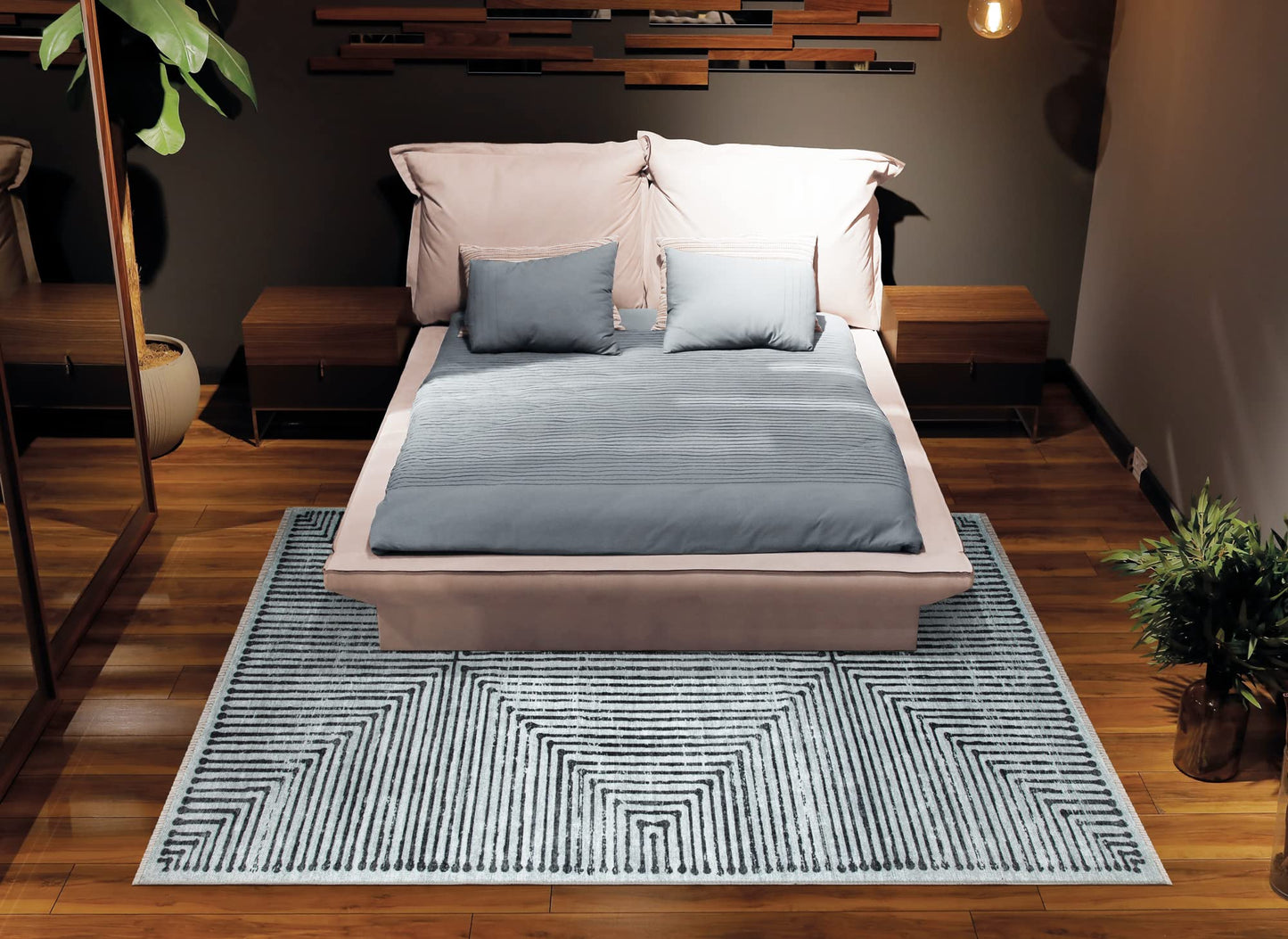 Bloom Rugs Caria Washable Non-Slip 4x6 Rug - Ivory/Black Striped Area Rug for Living Room, Bedroom, Dining Room, and Kitchen - Exact Size: 4' x 6'