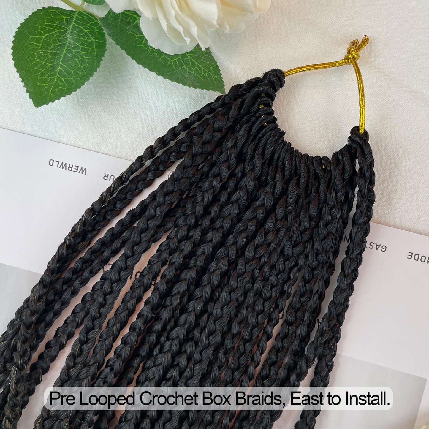 Small Crochet Box Braids 20 Inch 1B/30/27 Ombre Box Braids Crochet Hair Pre Looped Three Tone 1/4 Inch Wide Micro Crochet Braids Hair for Black Women (20 inch box braids 6 packs, T1B/30/27)