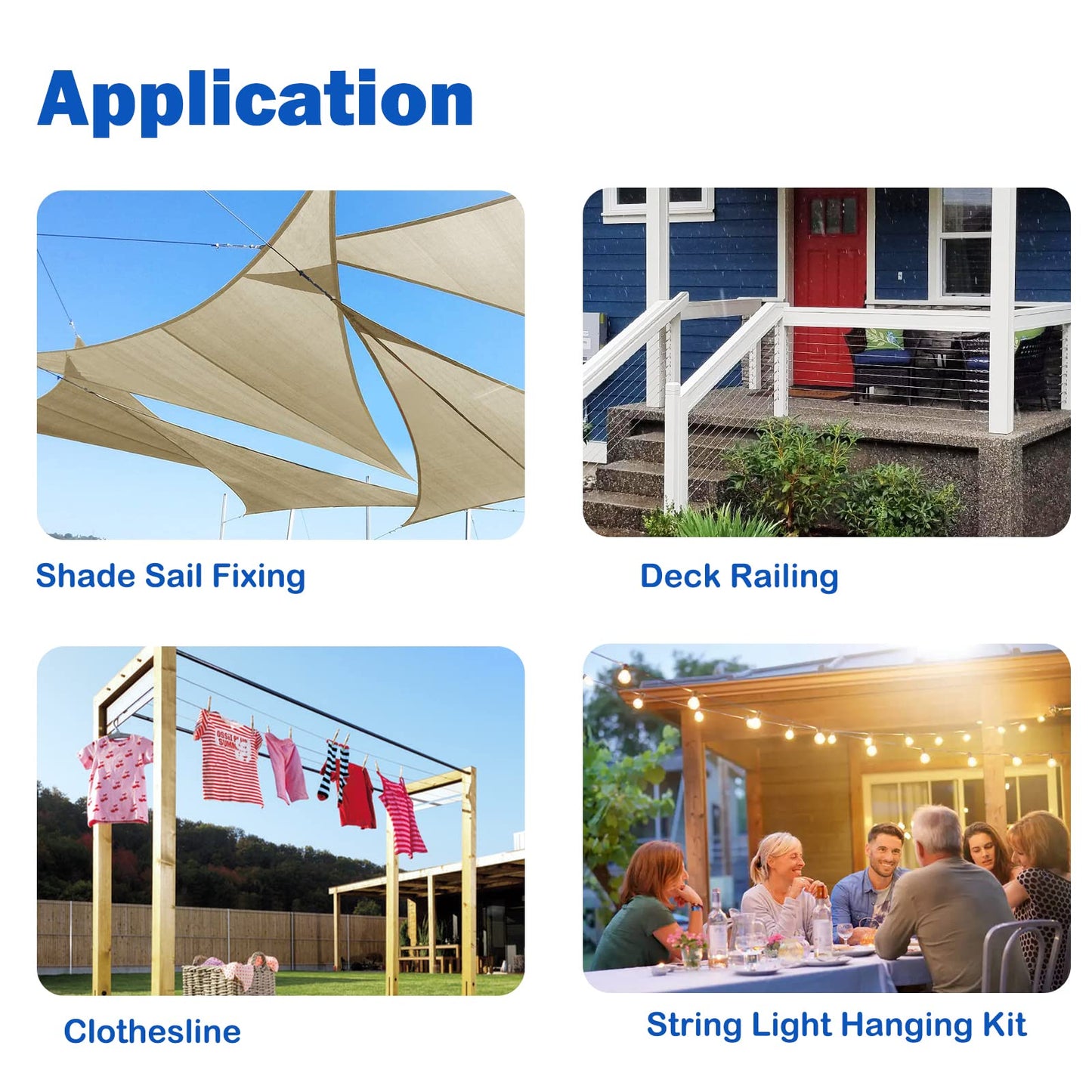 hannger 3/16" Wire Rope Kit, 100 Ft PVC Coated Steel Cable w/ 7×7 Strand Core, Stainless Steel Turnbuckle Wire Tensioner Kit for Decking Stair Railing, Shade Sail, String Light Hanging, Clothes Line