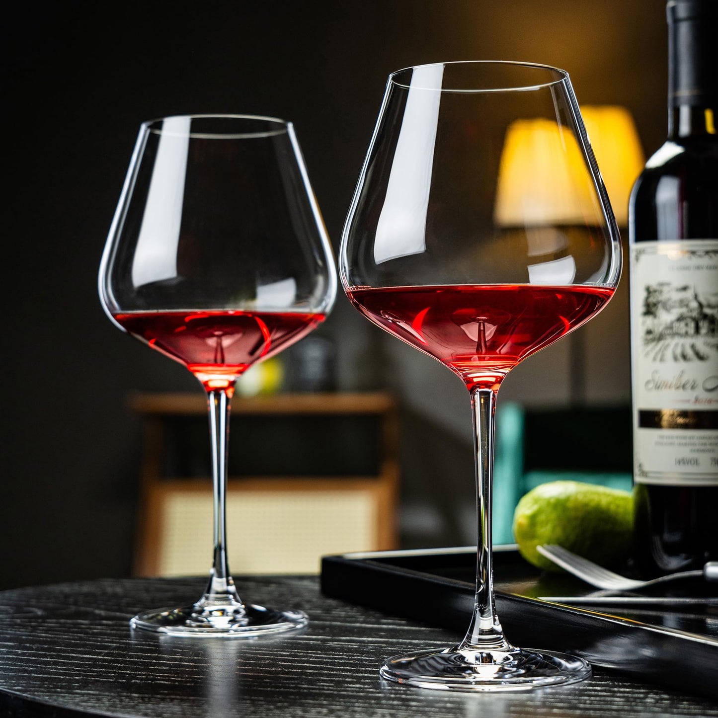 NORIMODA Wine Glasses Set of 4, 22oz Large Red Wine Glasses for Bordeaux & Burgundy, Lead-Free Glass with Stem, Gift for Him Her, Suitable for Home Bar, Hosting, Birthday, Wedding & Christmas