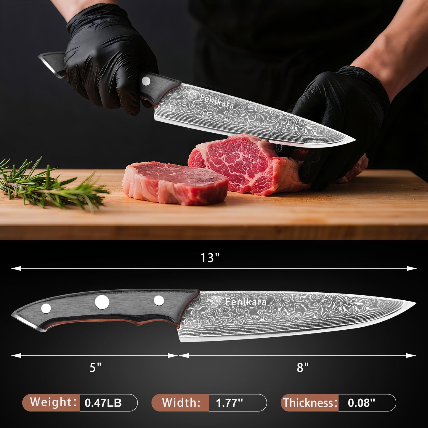 81-Day Crafted 8" Damascus Chef Knife, Anniversary Birthday Gifts for Men Wowen Husband, Hand Forged 67 Layer Kitchen Knife with a Unique Real Damascus Pattern, Papa Dad Gifts from Daughter Wife Son