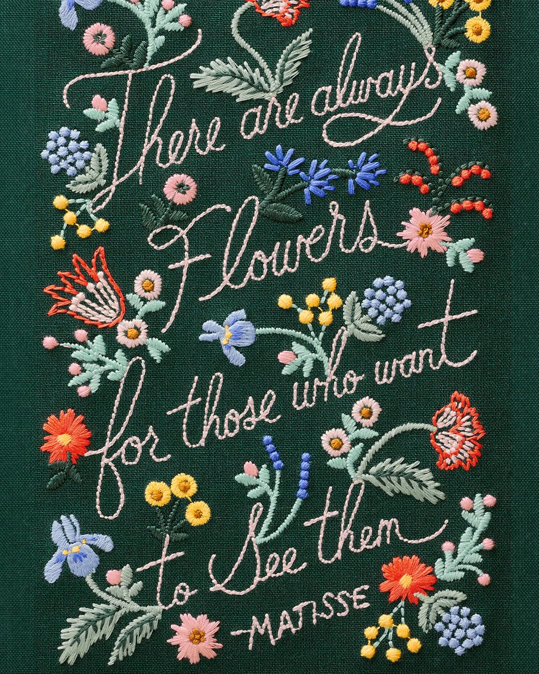 RIFLE PAPER CO. There Are Always Flowers Embroidered Journal | 240 Ruled Pages, Cloth Cover with Floral Embroidery & Grosgrain Ribbon Bookmark, Lay-Flat Binding, 8" L x 5.75" W