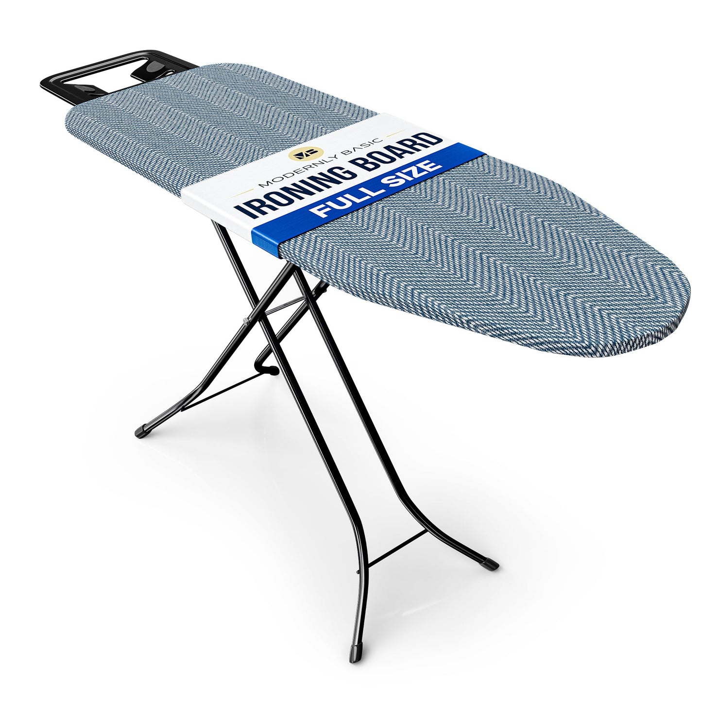 Modernly Basic Ironing Board Full Size | Heavy Duty Iron Board with Multi-Layer Cover Pad - Height Adjustable Iron Table, Safety Iron Rest, Ironing Boards for Laundry Room or Dorm Use (43x13)