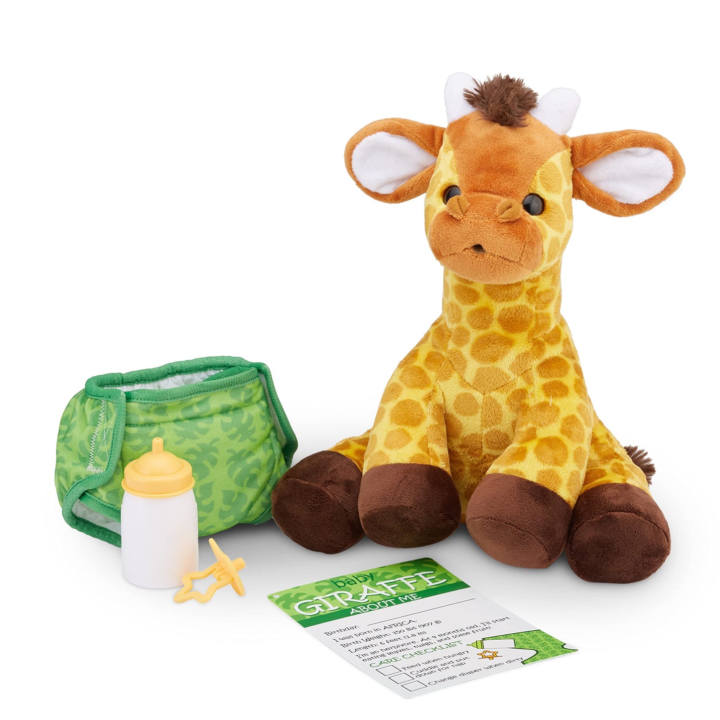 Melissa & Doug 11-Inch Baby Giraffe Plush Stuffed Animal with Pacifier, Diaper, Baby BottleToddler Animal Toys Ages 18+ Months
