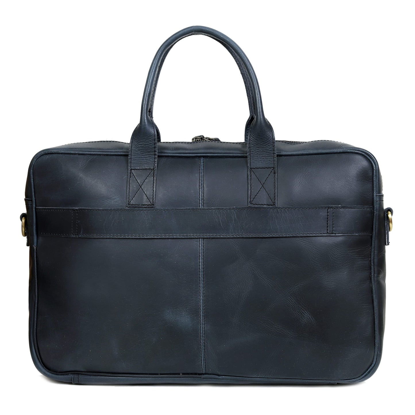 Vintage Handmade Leather Travel Messenger Office Crossbody Bag Laptop Briefcase Computer College Satchel Bag (16" Blue)