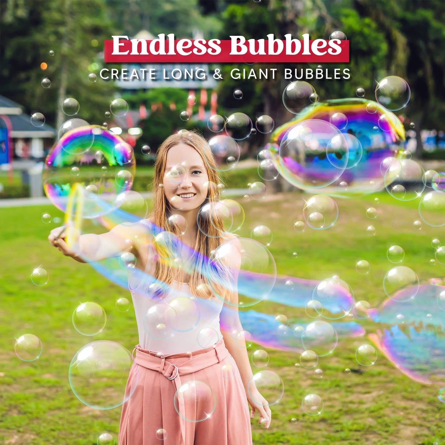 JOYIN Big Bubble Wands Set, 18 Pcs Giant Bubble Maker with Tray, 12" Large Bubble Wands Bulk for Kids Summer Outdoor Activity Party Favors, 6 Pcs Bubble Solution Suitable for All Age People