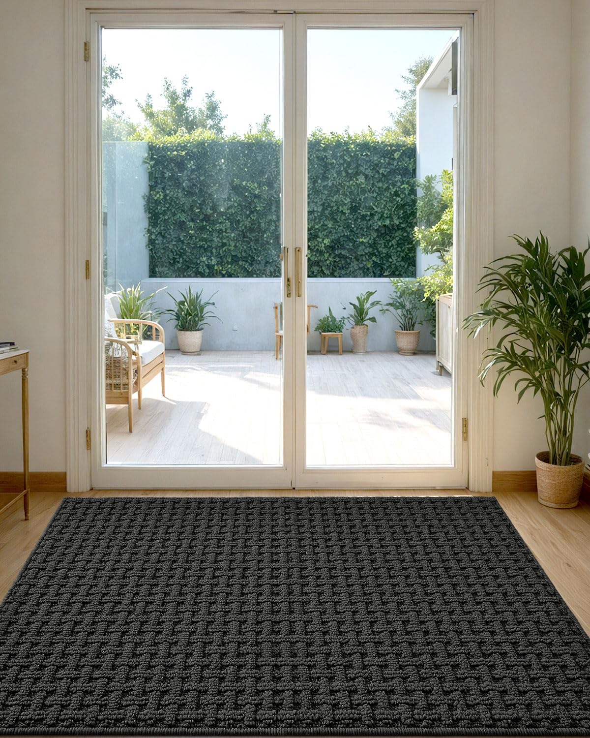 DEXI Front Entryway Door Mat Non Slip 36x60, Washable Entry Way Mats Inside Entrance Low Profile, Welcome Doormat Dirt Trapper for House Floor Home Porter Hall Backdoor Area, Dark Grey