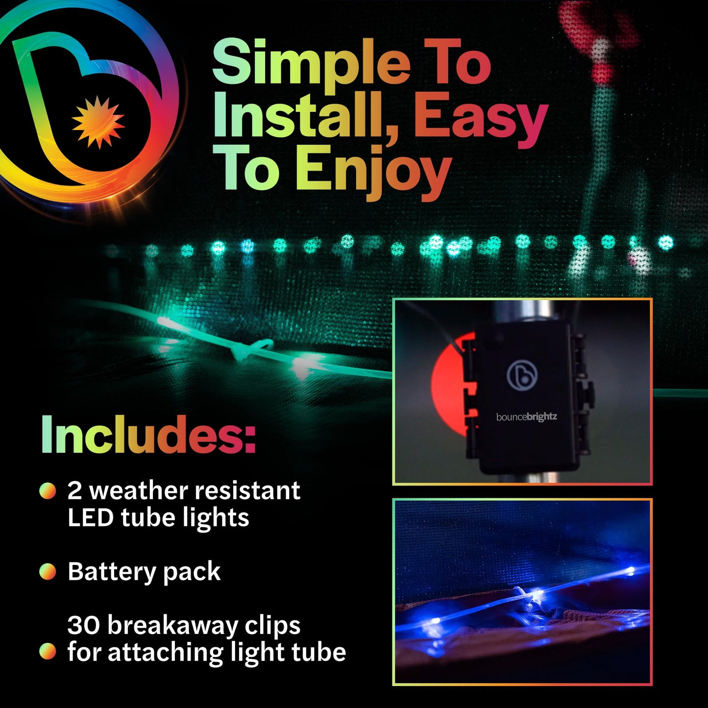 Brightz Bounce LED Trampoline Lights Trampoline Accessories for Kids Trampoline Toys Trampoline Games 14 14ft 16 16ft 15 15ft Summer Fun for Kids Outdoor Trampoline Game Trampoline Stuff