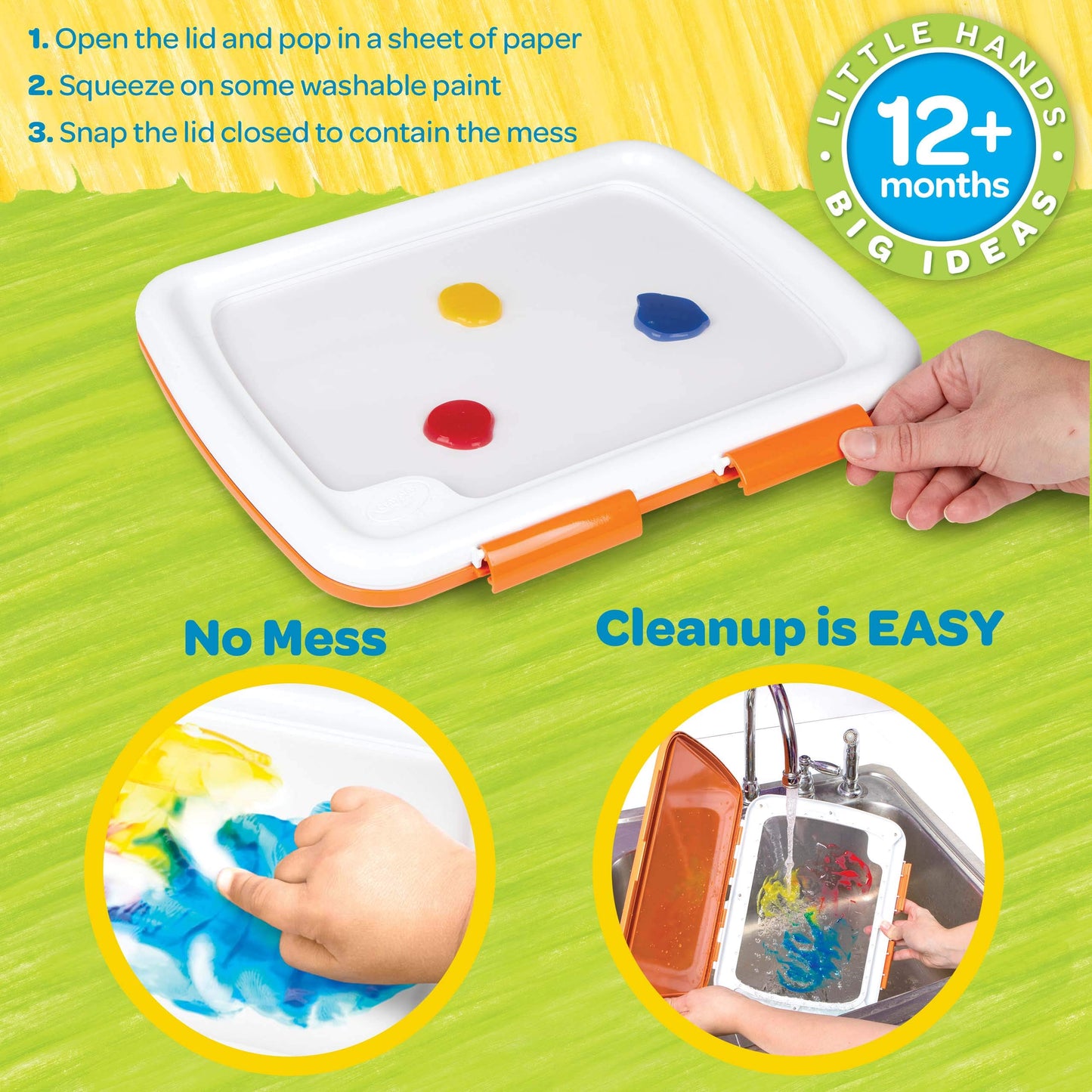 Crayola Washable Finger Paint Station, Less Mess Finger Paints for Toddlers, Kids Gift