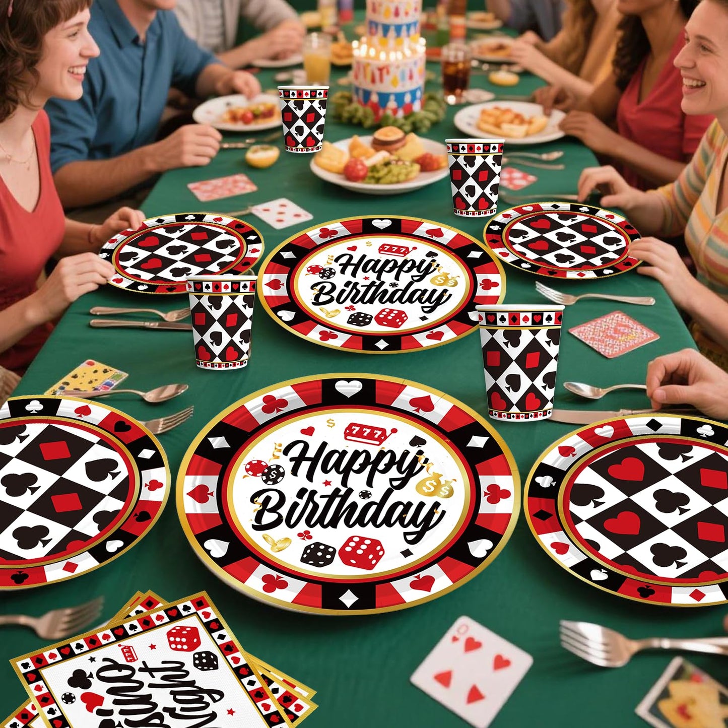 337Pcs Vegas Themed Party Decorations Serves 25, Casino Theme Party Supplies with Banner, Dice Boxes, Cupcake Stand, Photo Booth Props and Balloons for Poker Party Decorations and Game Night