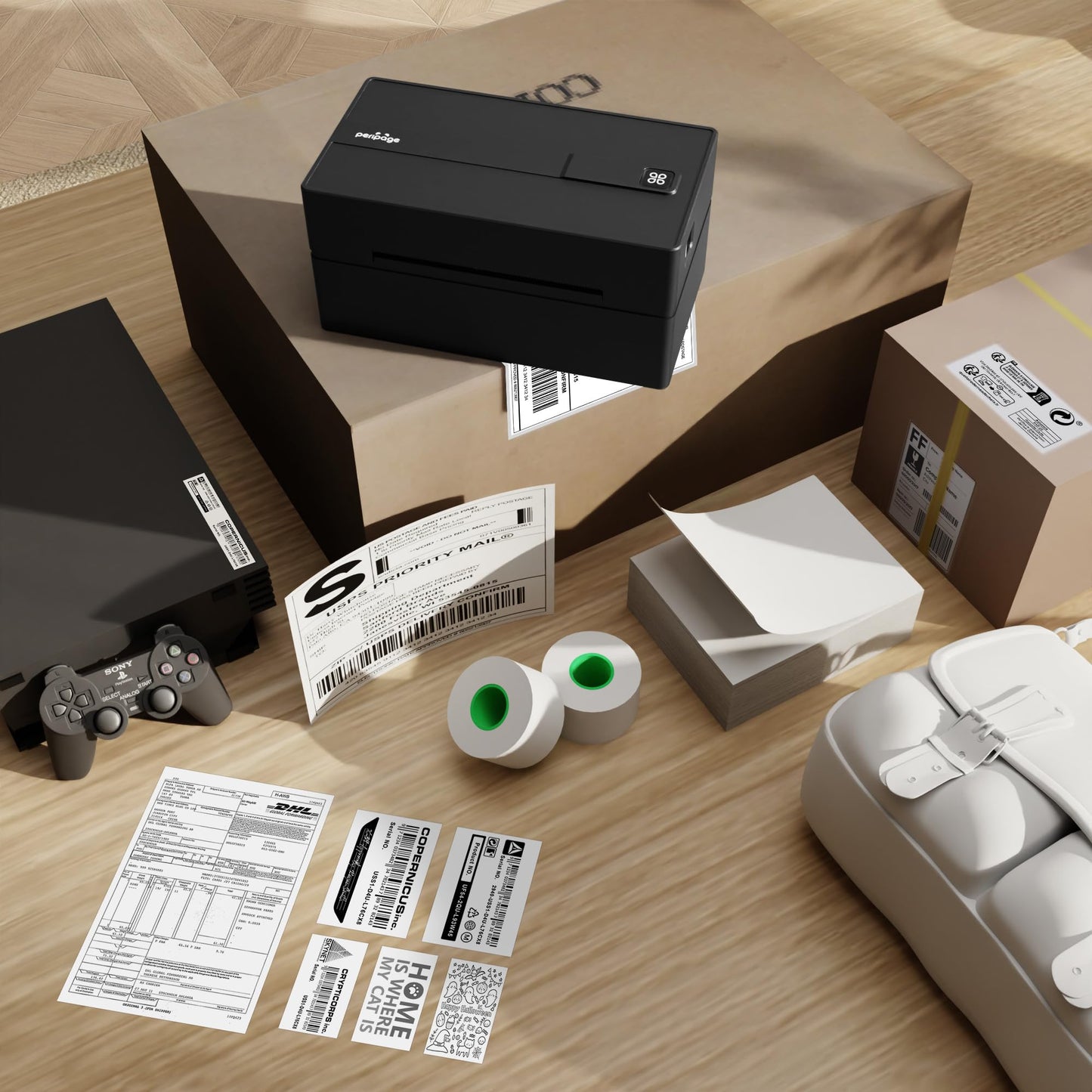 PeriPage Bluetooth Thermal Shipping Label Printer,Wireless 4x6 Shipping Label Printer for Shipping Packages,Support iPhone iPad Android Windows & Mac,Widely Used for Amazon, Ebay,Shopify, Etsy, USPS.