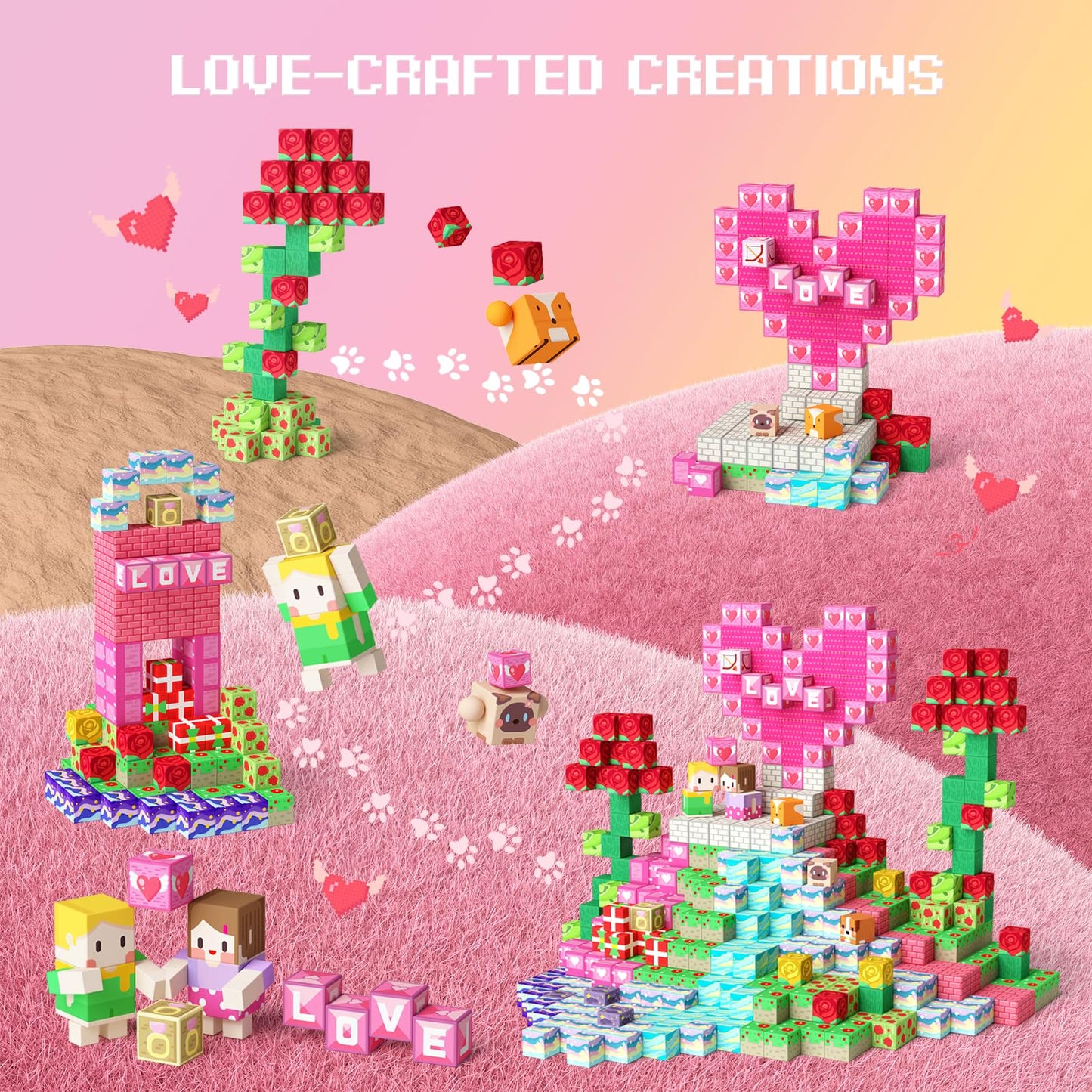 GobiDex 100PCS Magnetic Blocks Princess Building Toys for Girls Age 3+, Game-Based Build MagWonder with STEM Magnet Construction Set, Sensory Gifts for Kids Birthday (1 inch)