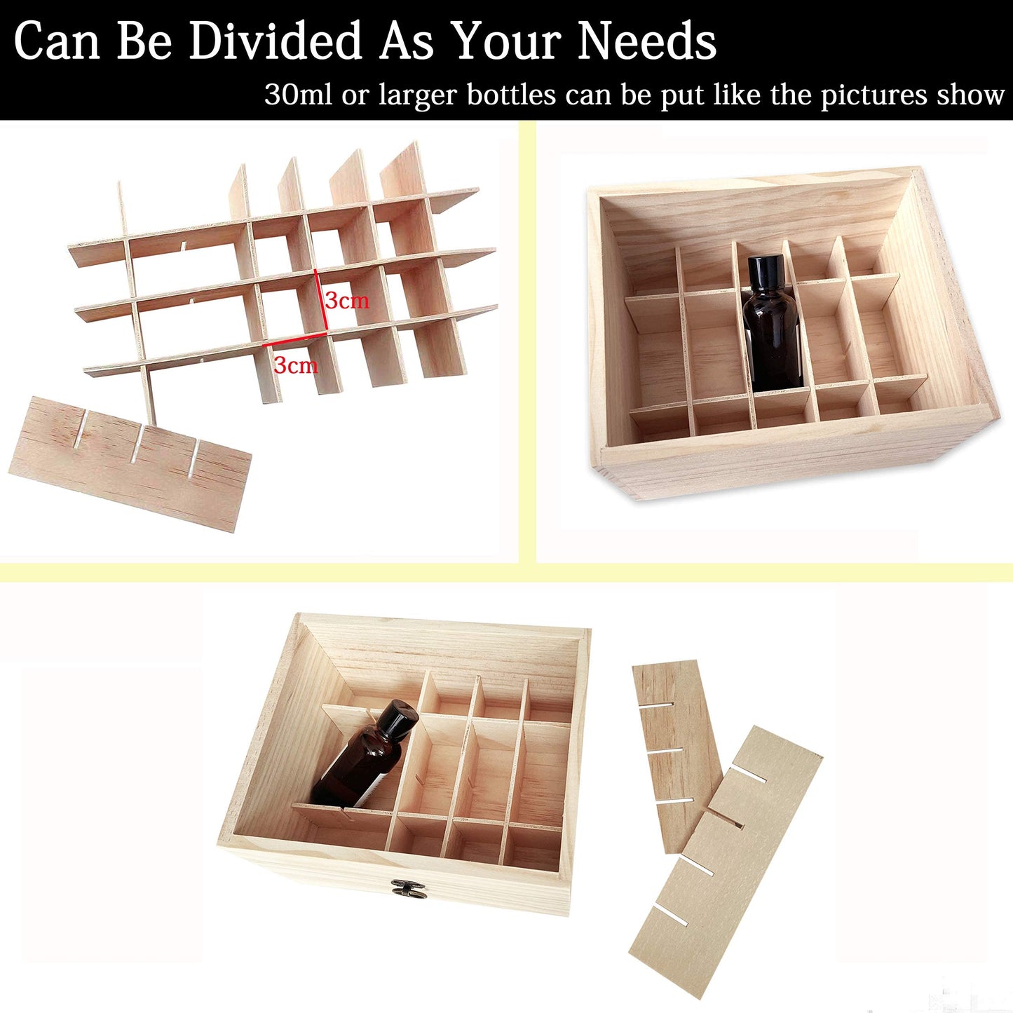 TORIBIO Essential Oils Box for 60 Bottles, Wooden Essential Oils Storage Organizer Holds 5 10 15 20 30 ml for Young Living & Doterra Bottles