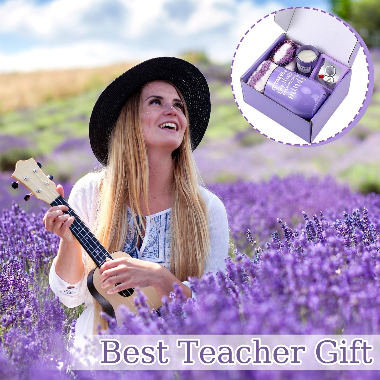 Funnymoom 10 Pcs Teacher Appreciation Gifts Set Thank You Ideas Gifts Best Retirement Appreciation Presents Birthday Souvenirs for Women Employees Coworkers Gift(Purple)