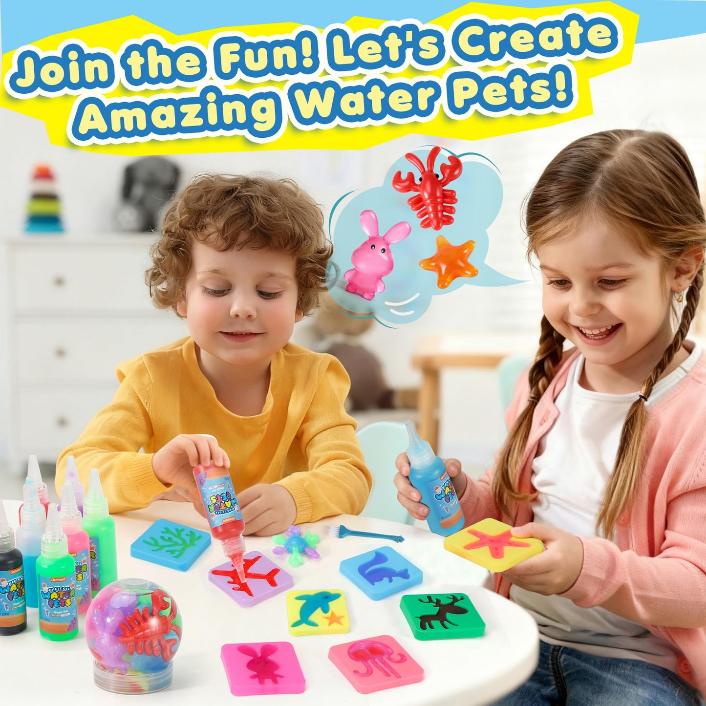 Magic Water Elf Toy Kit, Water Gel Kit Pets, 20 Gels & 24 Molds, Make Your Own Squishies Sensory Toys for Kids, DIY Craft Kits, Christmas Stocking Stuffers, 4 5 6 7 8 9 10 Year Old Boy Girl Gifts