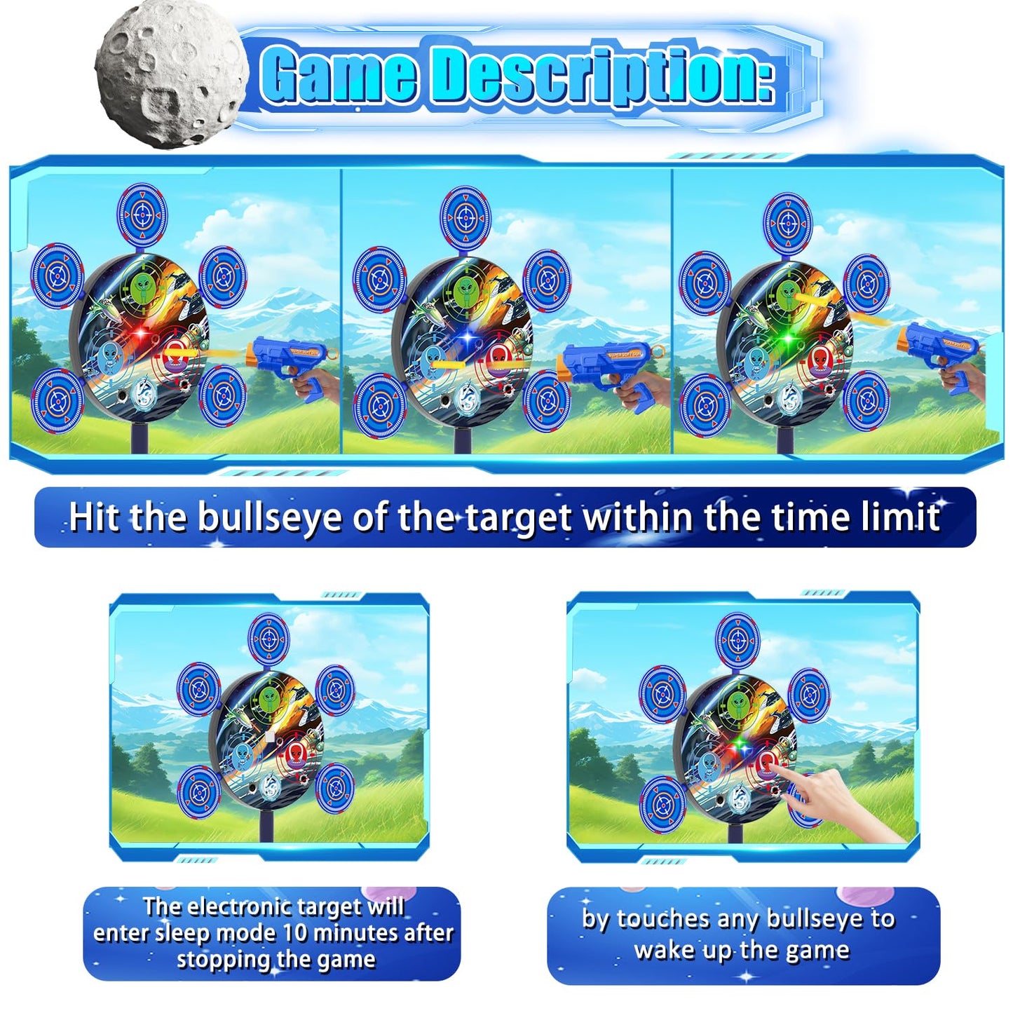 Shooting Game Toy for 4 5 6 7 8 9 10+ Boys Kids - 1 Digital Shooting Target with 2 Toy Guns& 40 Foam Darts Shooting Toys for Nerf Kids Indoor Outdoor Game Toys for Birthday Halloween Xmas Gifts