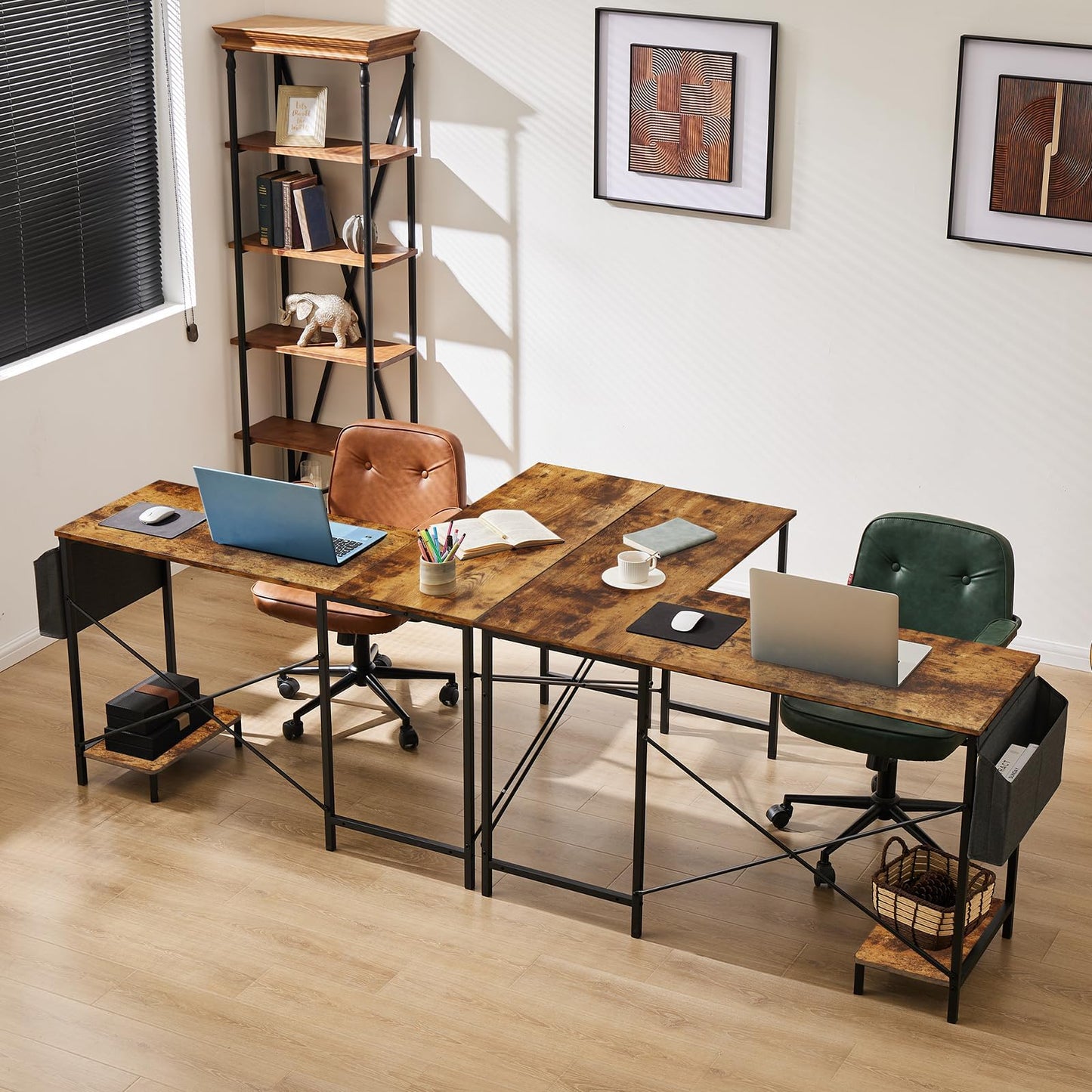 Sweetcrispy L Shaped Desk Computer Gaming Corner Table 51 Inch Home Office Writing Student Work PC Workstation with Side Storage Bag CPU Stand for Bedroom Small Spaces