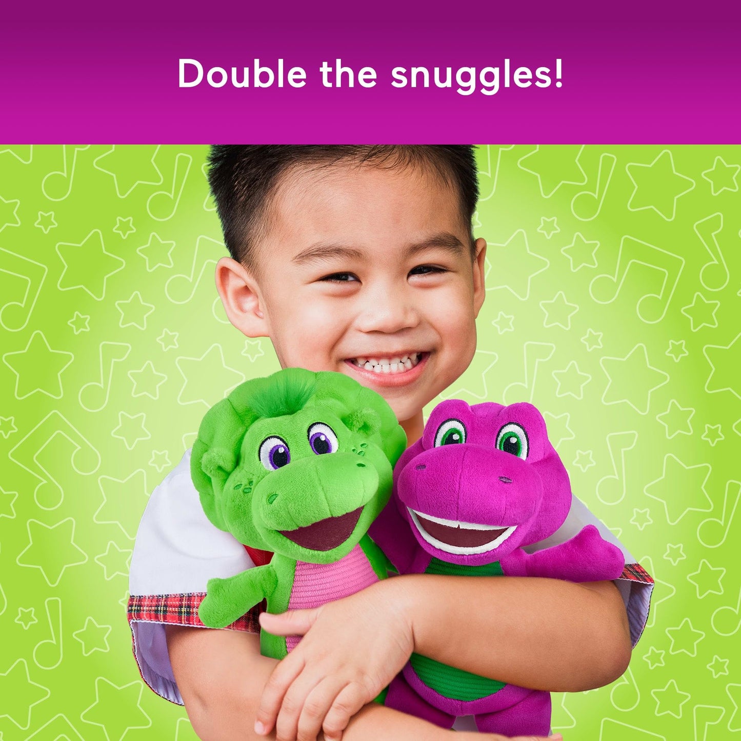 Barney’s World Toddler Toys by Fisher-Price, 9 inch Barney & Baby Bop plushes with Story Book for Cuddling up at Reading time, Kids Ages 2+ Years
