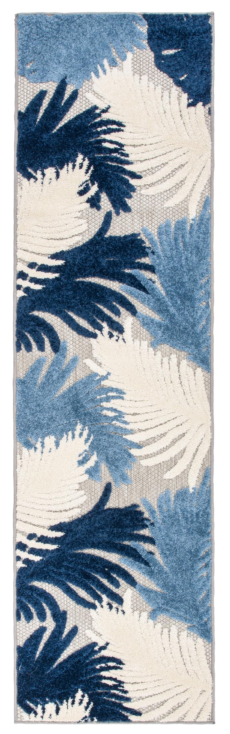 Rugshop Lucca Contemporary Floral Indoor/Outdoor Runner Rug 2' x 7' Navy
