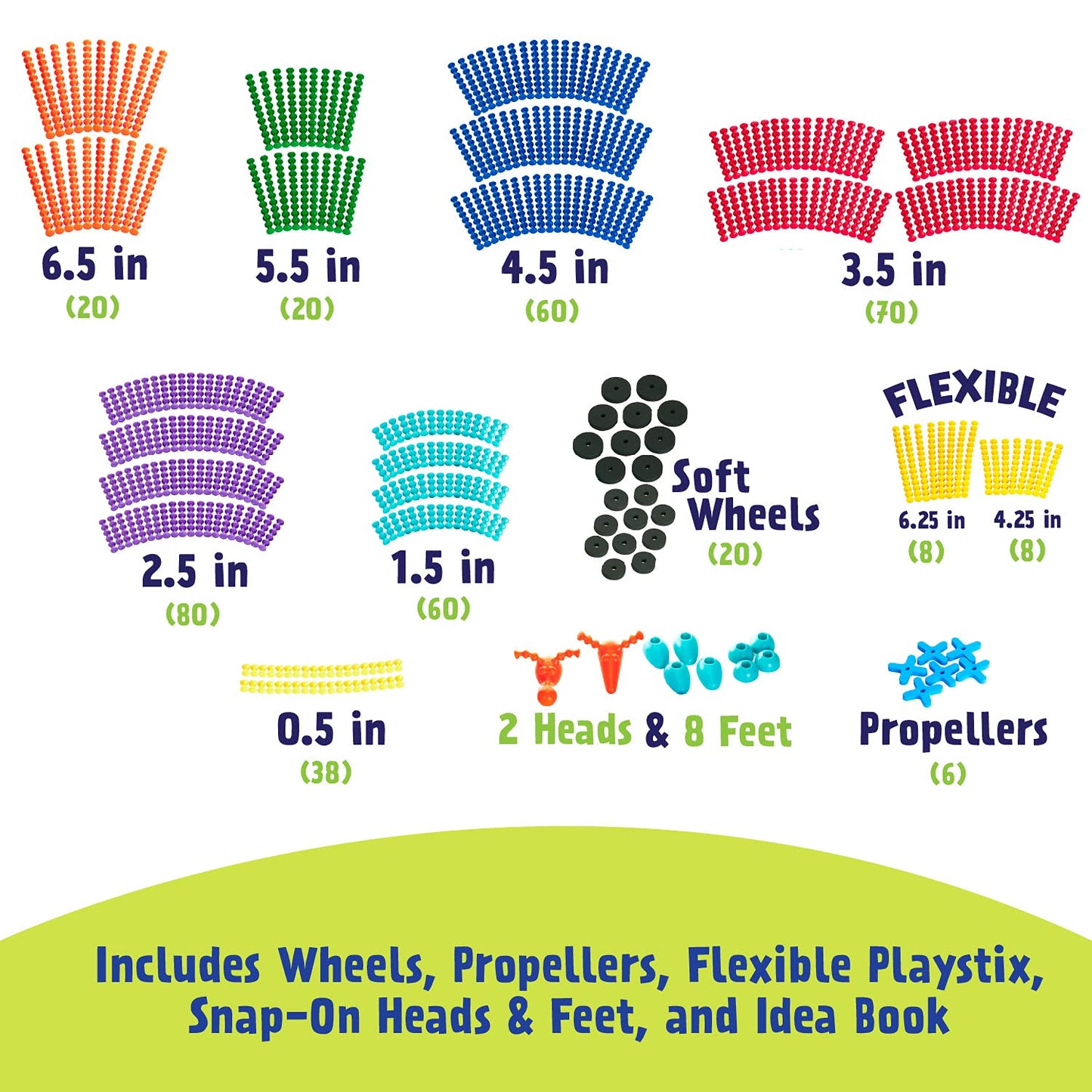 POPULAR PLAYTHINGS Playstix Super Set Construction Toy Building Blocks 400 Piece STEM Kit (90004)
