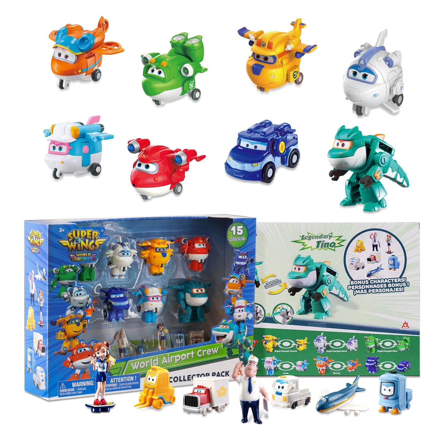 Super Wings Toys, transformable Toys 2 Inch, Mini Action Figures for Kids 3-12 Years Old, Real Mobile Wheels, Birthday Party Supplies for Preschool Boys and Girls, Airplane Toys Playset (15 Packs)