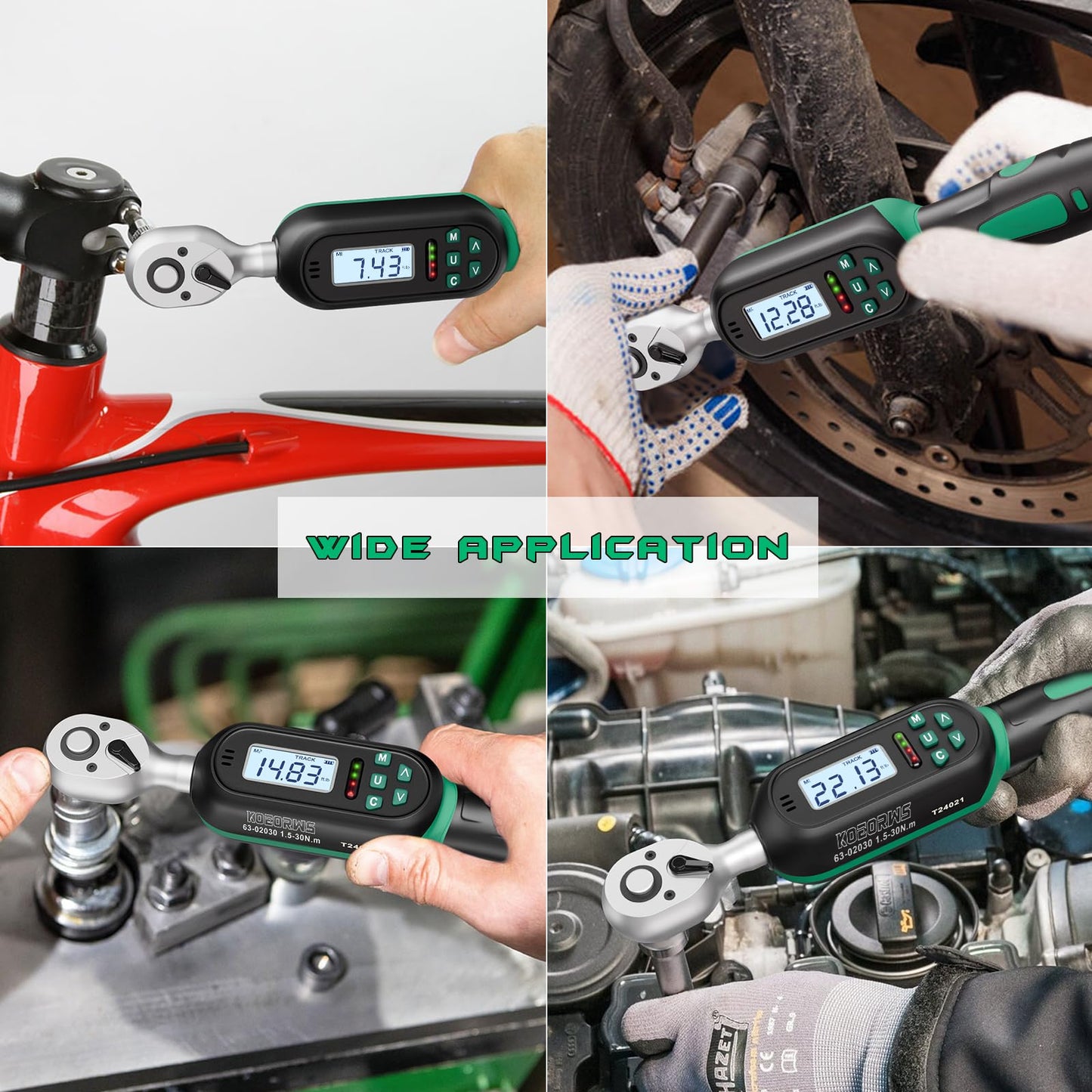 KOEORWS 1/4 Inch Drive Digital Torque Wrench, 1.11-22.13Ft.lb/1.5-30N.m, Small Electronic Torque Wrench with Preset Value, Buzzer & LED Indicator, 2% Accuracy for Bike, Bicycle