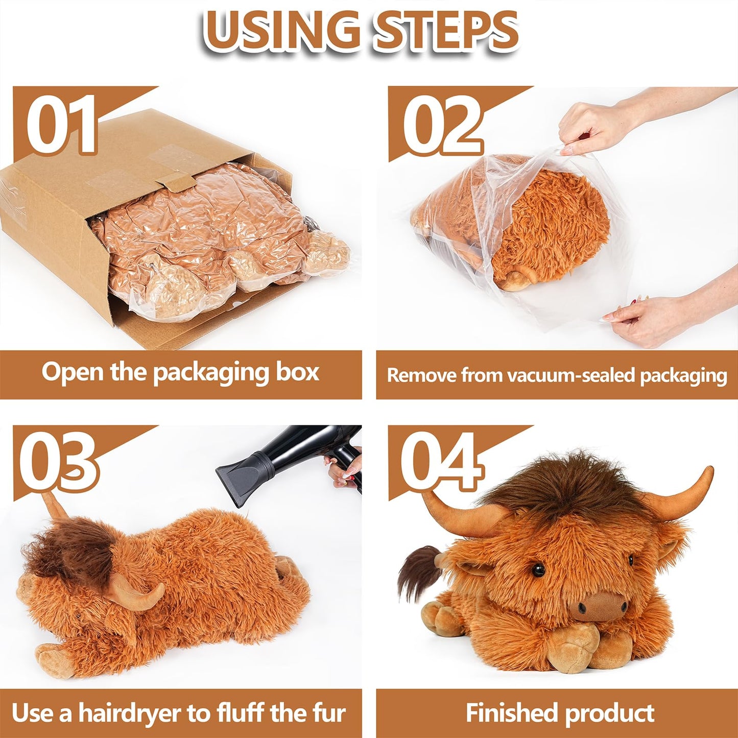 WDXDSOB Weighted Highland Cow Stuffed Animals | 4.2 Lbs Weighted Highland Cow Plush for Kids & Adults | 21.6 Inch Large Cattle Pillow Toy Gift for Christmas Birthday Gift