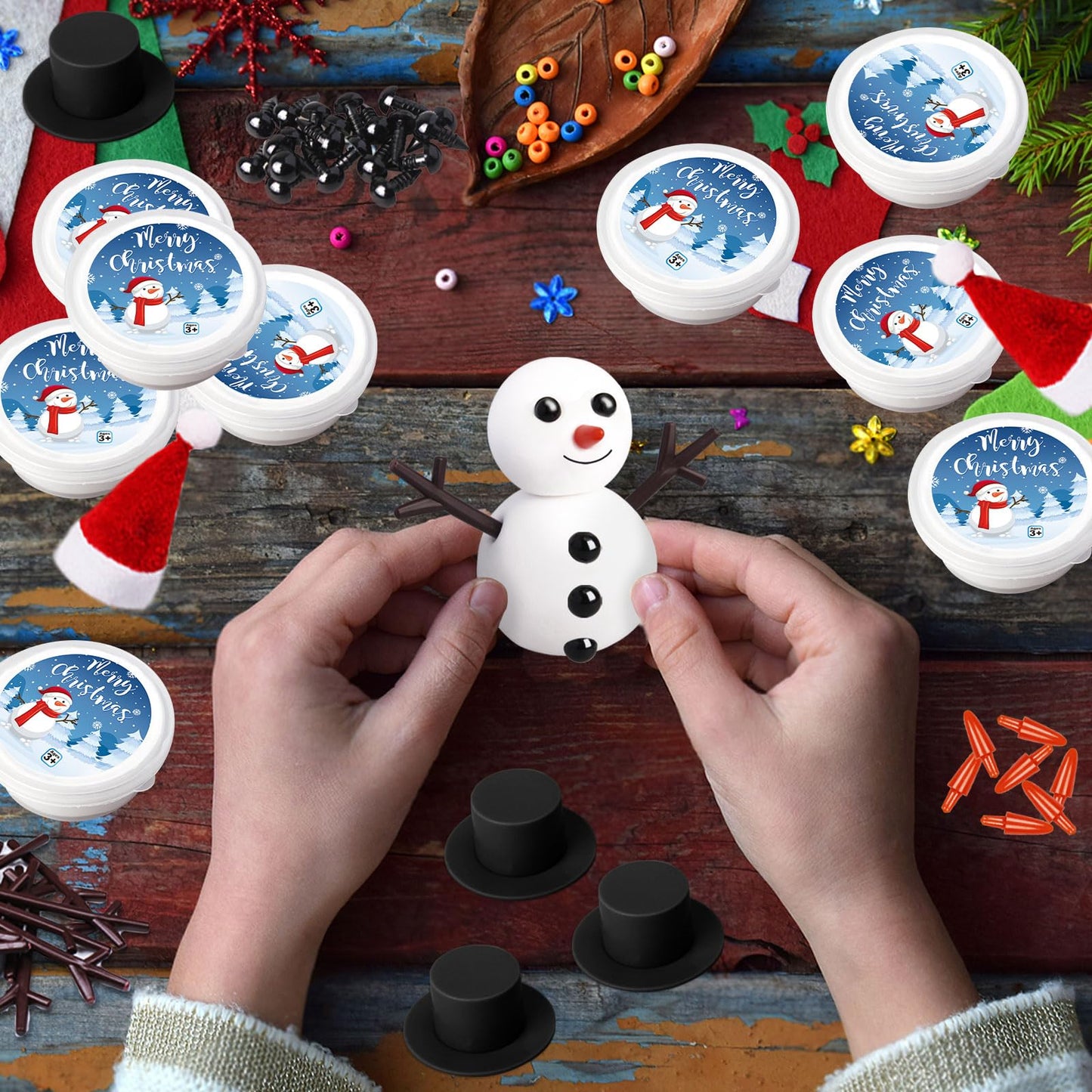 AWHETIE 36 Pack Stocking Stuffers for Kids,Christmas Crafts for Kids Bulk,Build a Snowman Crafts Kit Modeling Clay for Christmas Stocking Stuffers Gifts Activities Boys Girls