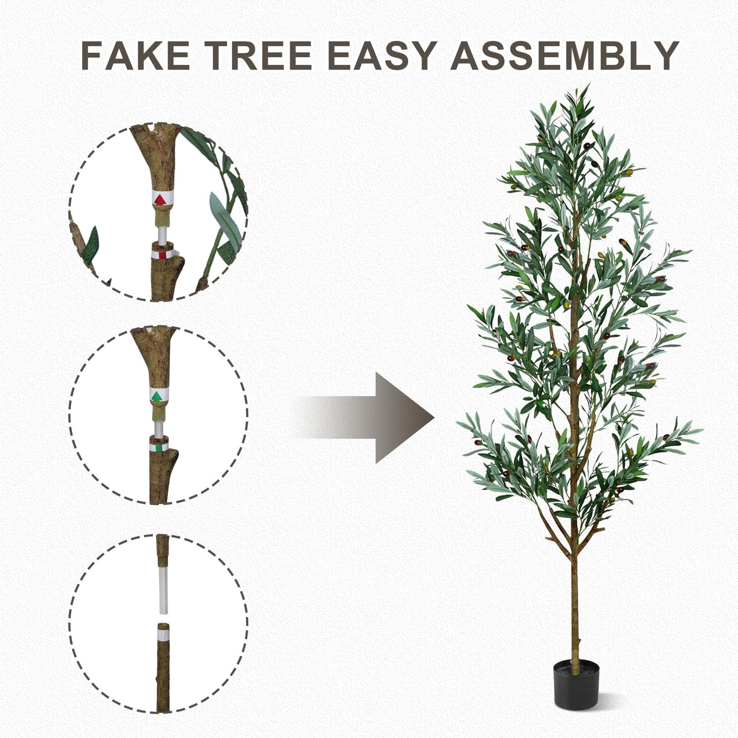 ZOES HOMDECO Faux Olive Tree 6ft, Olive Trees Artificial Indoor with Planter and Basket, Tall Fake Tree with Realistic Leaves and Fruits for Home Living Room Bedroom Outdoor Decor