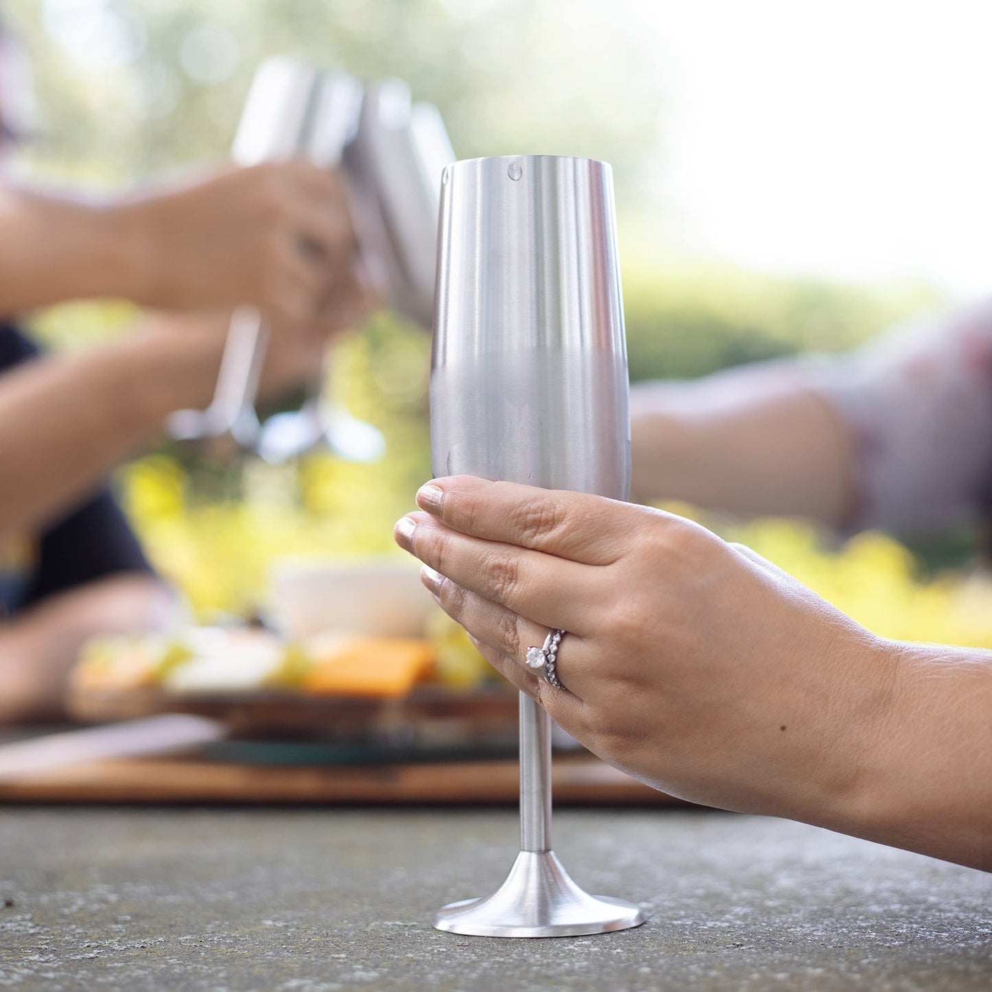 Unbreakable 8 Oz Stainless Steel Champagne Flutes (8 Pk)- Large Stemmed Matte Silver Champagne Glasses - Reusable Indoor Outdoor Drinkware - Keeps Drink Cool for Longer- Graduation & Mother's Day Gift