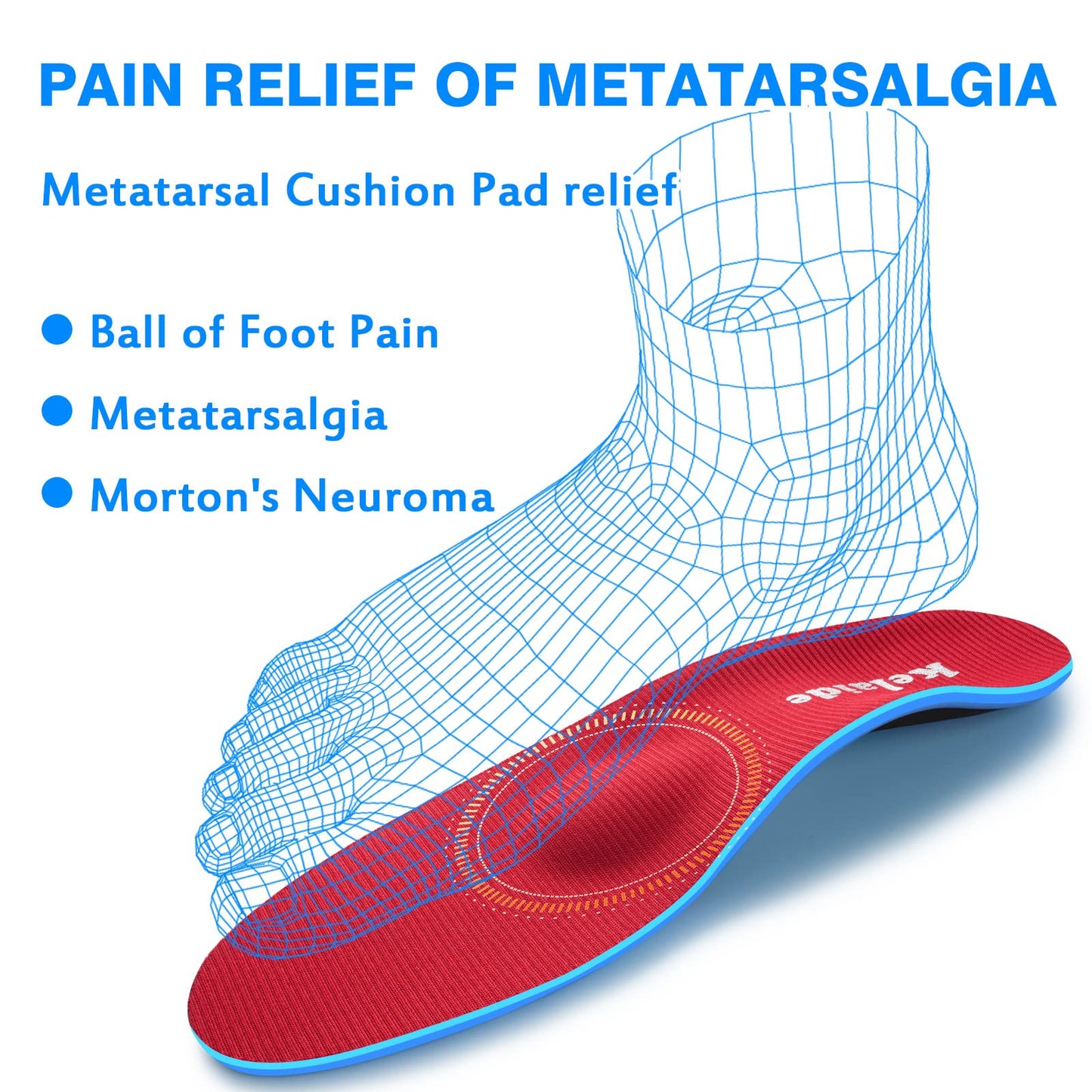 Orthotics Arch Support Metatarsalgia Insoles - Mortons Neuroma Inserts Relief Ball of Foot Pain - Orthopedic Insoles for Flat Feet - Shoe Inserts for Plantar Fasciitis (Red L)