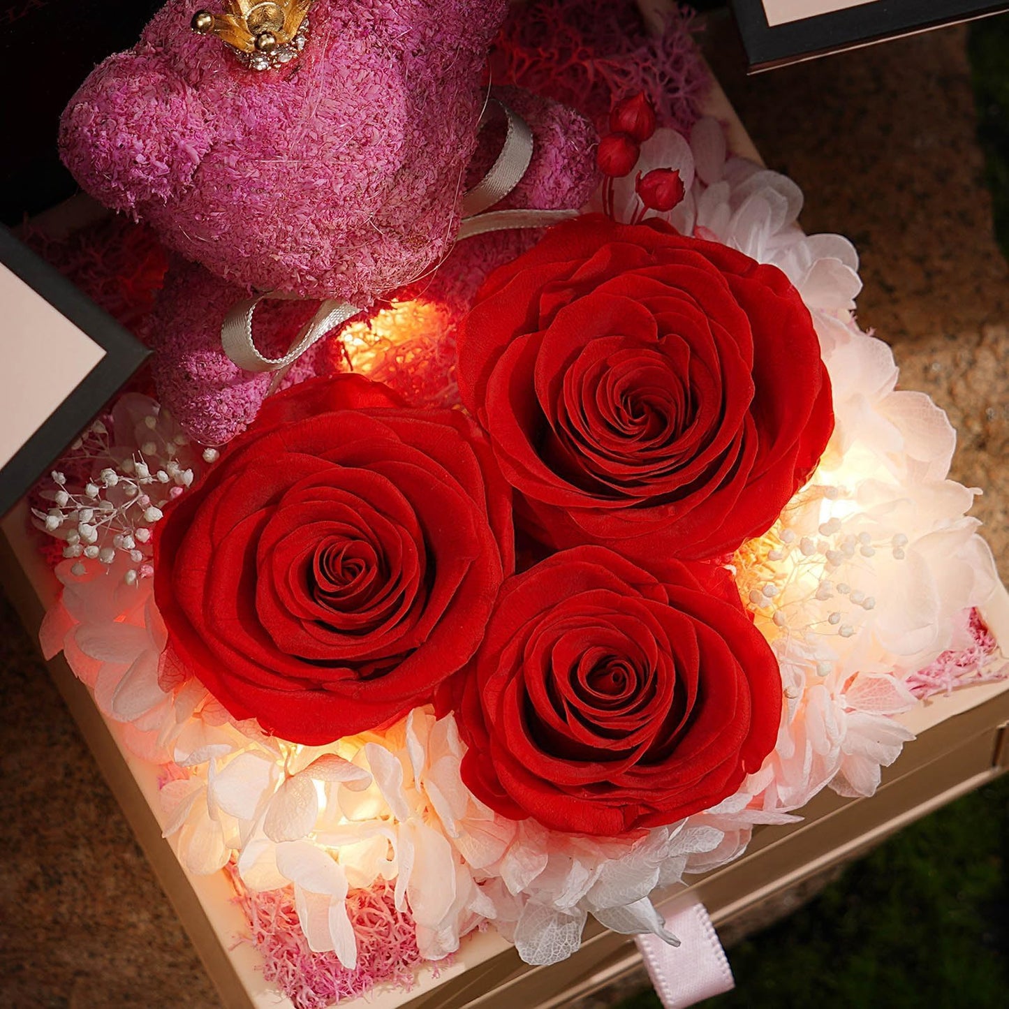 ADDWel Gifts for Mom Birthday Mothers Day - Real Preserved Rose Gift with 925 Sterling Silver Mom Necklace and Cute Teddy Bear, Timeless Elegant Gift from Husband Son or Daughter, Unique Moms Gifts