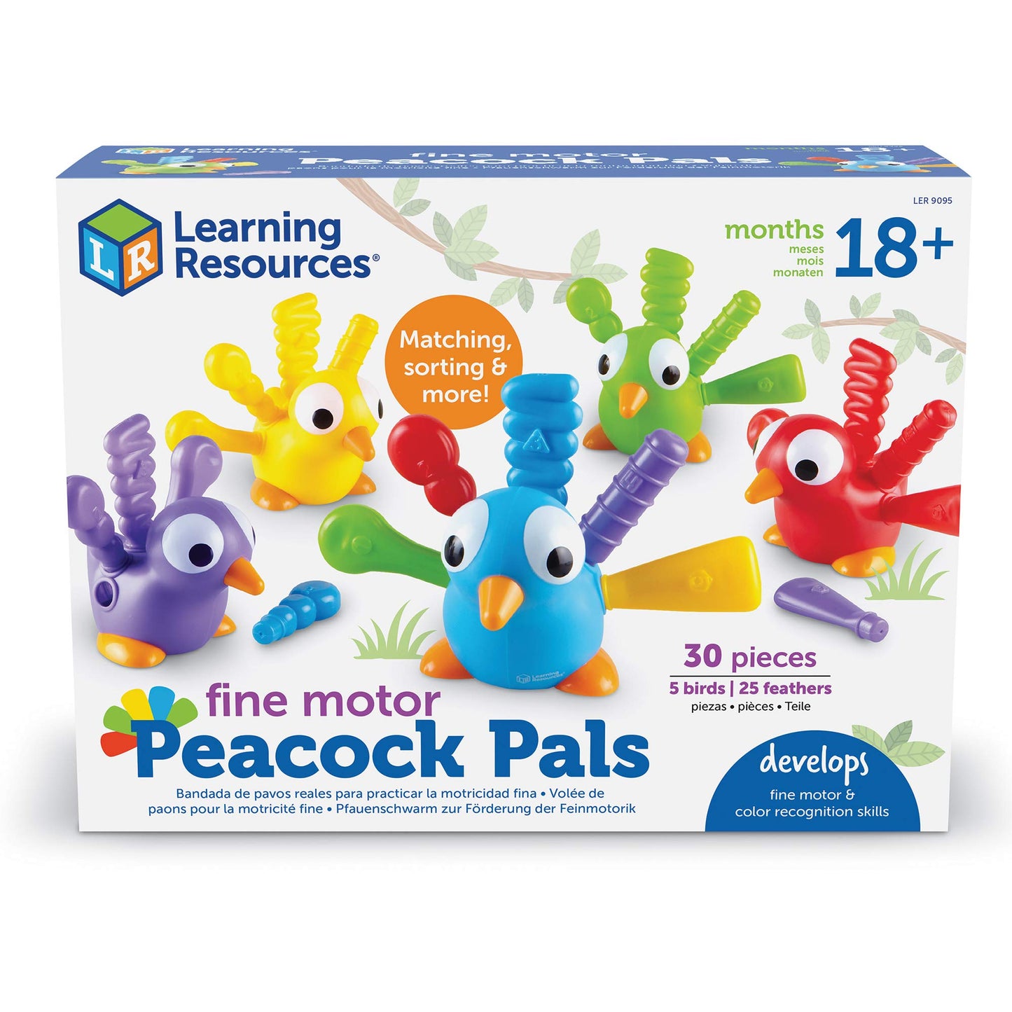 Learning Resources Fine Motor Peakcock Pals, Fine Motor Toy, Set of 4, Ages 2+