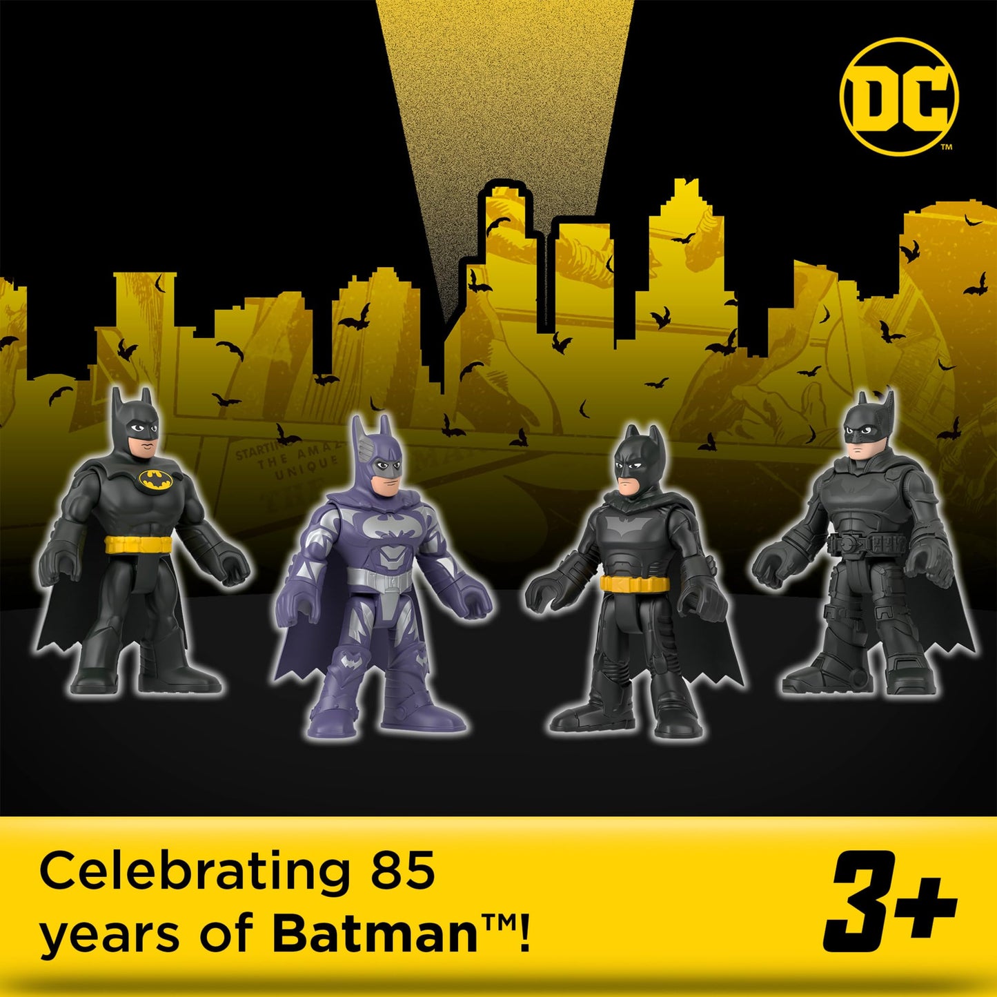 Fisher-Price Imaginext DC Super Friends Batman Toys 85th Anniversary Collection Movie Figure Set for Adult Fans & Preschool Kids Ages 3+ Years