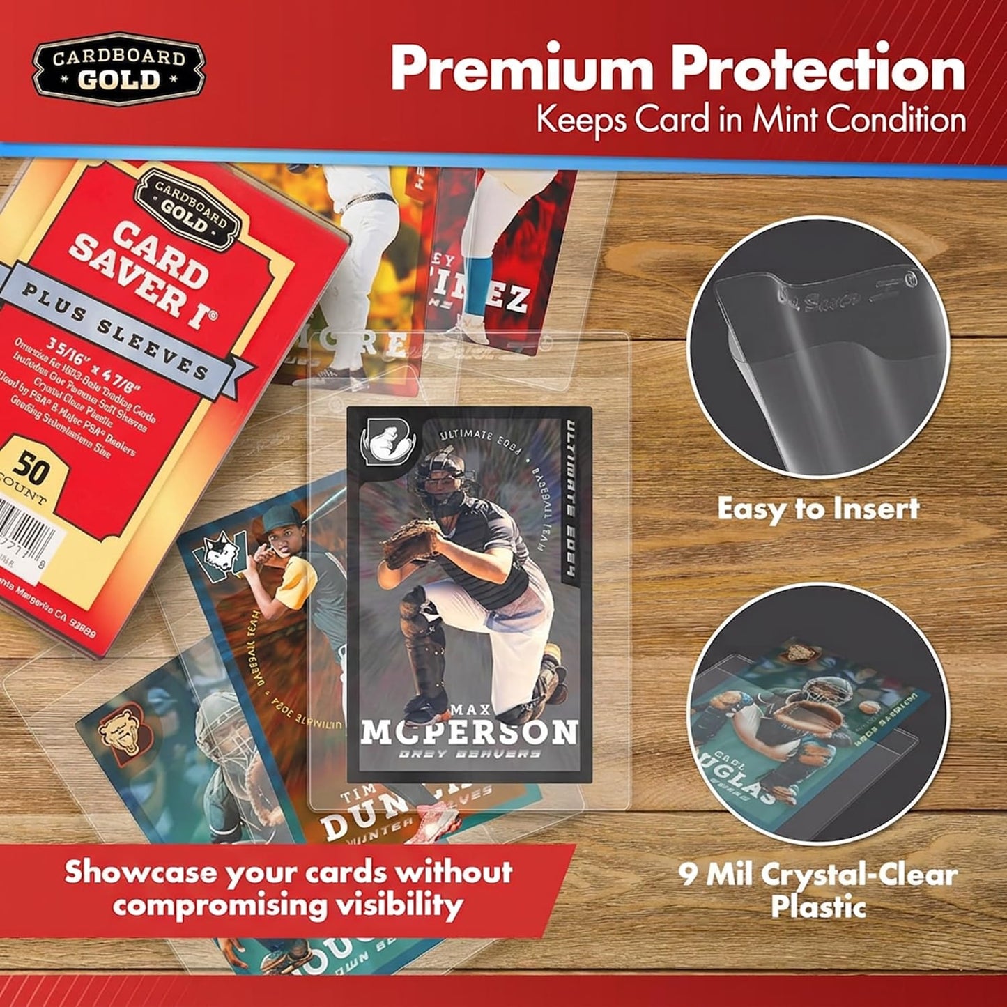 Cardboard Gold Card Saver 1-400 Count - Semi Rigid Card Holder, Trading Card Protectors - PSA-Approved Cardsaver for Baseball, Trading, Sports Cards - Card Sleeves, Binder, & Storage Box Compatible