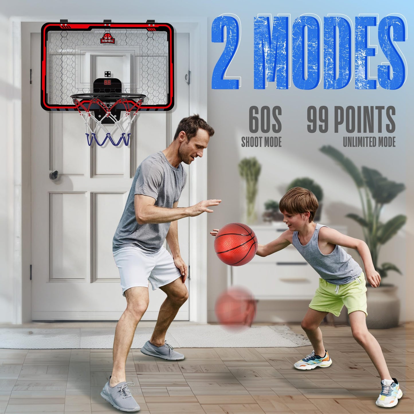 HopeRock Large Indoor Basketball Hoop for Kids and Adults, 24 X 16 Inch Over The Door Basketball Hoops with Electronic Scoreboard, Birthday Toys Gifts for Teen Boys Girls