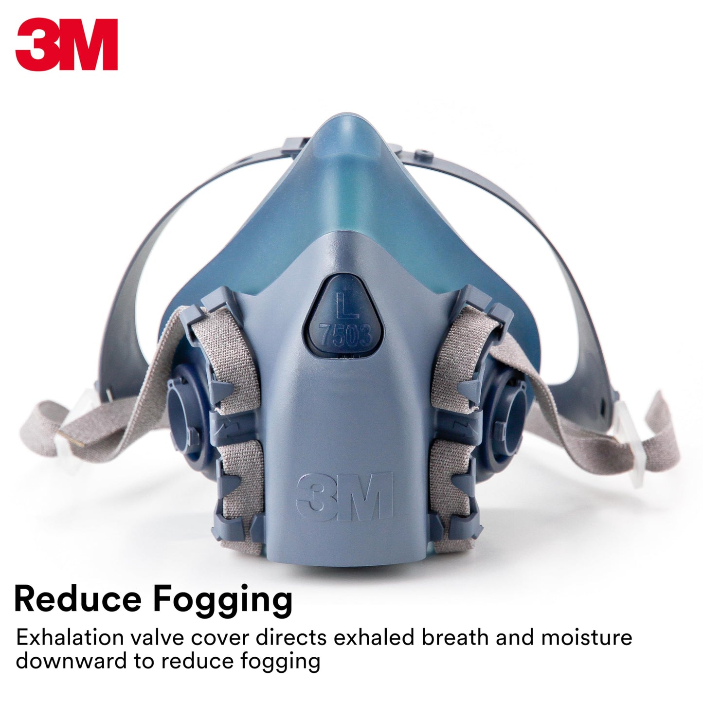 3M Reusable Respirator Half Facepiece 7502, NIOSH, 3M Cool Flow Valve, Dual Airline Supplied Air Compatible, Integrated Dropdown Suspension, Bayonet Connections, For Chemical Handling, Painting, Med