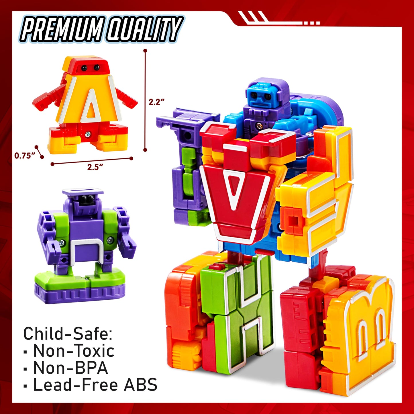 Alphabet Robots Toys for Kids, ABC Learning Toys, Alphabots, Letters, Toddlers Education Toy, Carnival Prizes, Christmas Toys, Treasure Box and Prize for Classroom