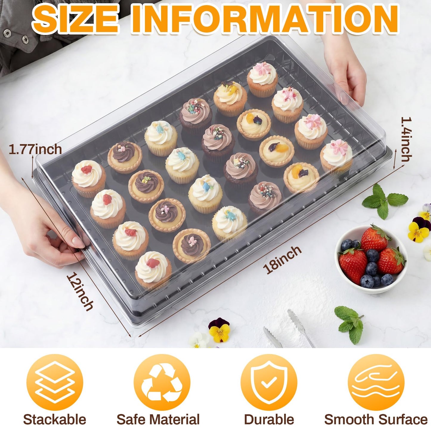 Shellwei 5 Pack Extra Large Charcuterie Board with Lids, 18 x 12 Inch Plastic Catering Trays for Cookies, Desserts, Candy, Reusable Serving Platters for Travel Party