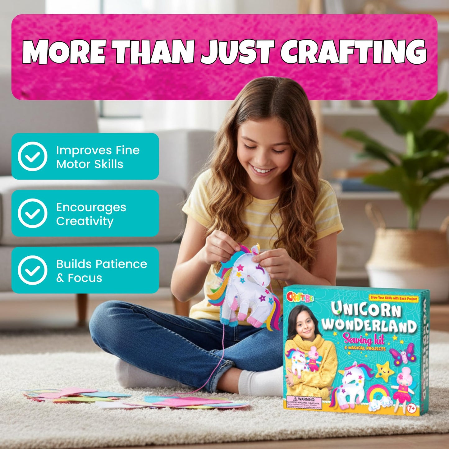 Sewing Kit for Kids - Unicorn Wonderland Learn to Sew Magical Projects - Beginner Sewing Kit for Girls 7 8 9 10 11 12 yrs - Sewing Kits for Kids with Instructions and Sewing Supplies