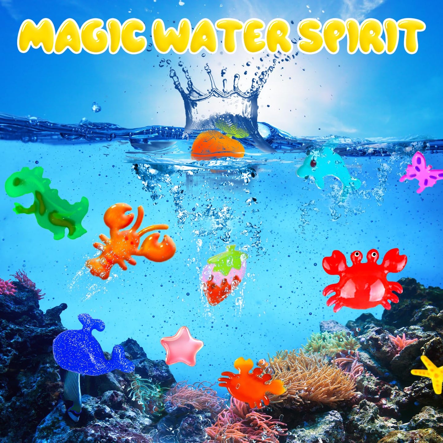 Flavery Magic Water Elf Toy Kit, Fairy Water Gel Kit with 20 Magic Gels and 24 Shape Molds, Aqua Squishy DIY Set, Birthday Gifts, Party Favors