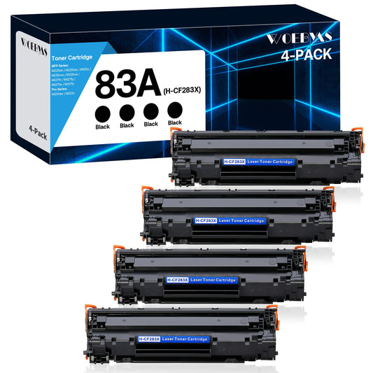 83A CF283A Black Toner Cartridge Compatible Replacement for HP 83A CF283A 83X CF283X for HP Laserjet Pro MFP M125nw M201dw M225dw M255dn M201n, 4-Pack