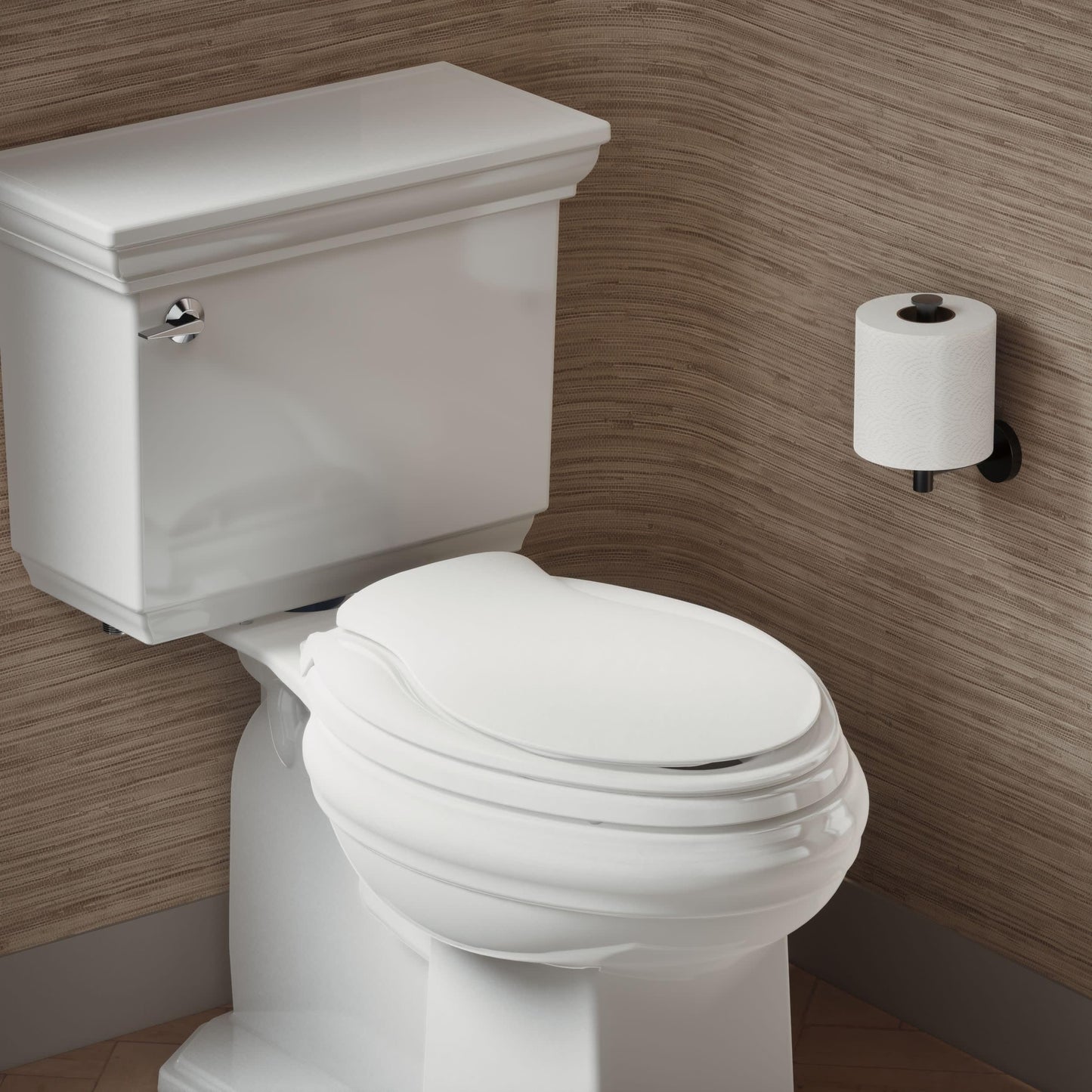 KOHLER K4732-RL-0 Transitions Elongated Toilet Seat Closed-Front with Integrated Child-Size Seat, Quiet-Close, and Grip-Tight Bumpers, White