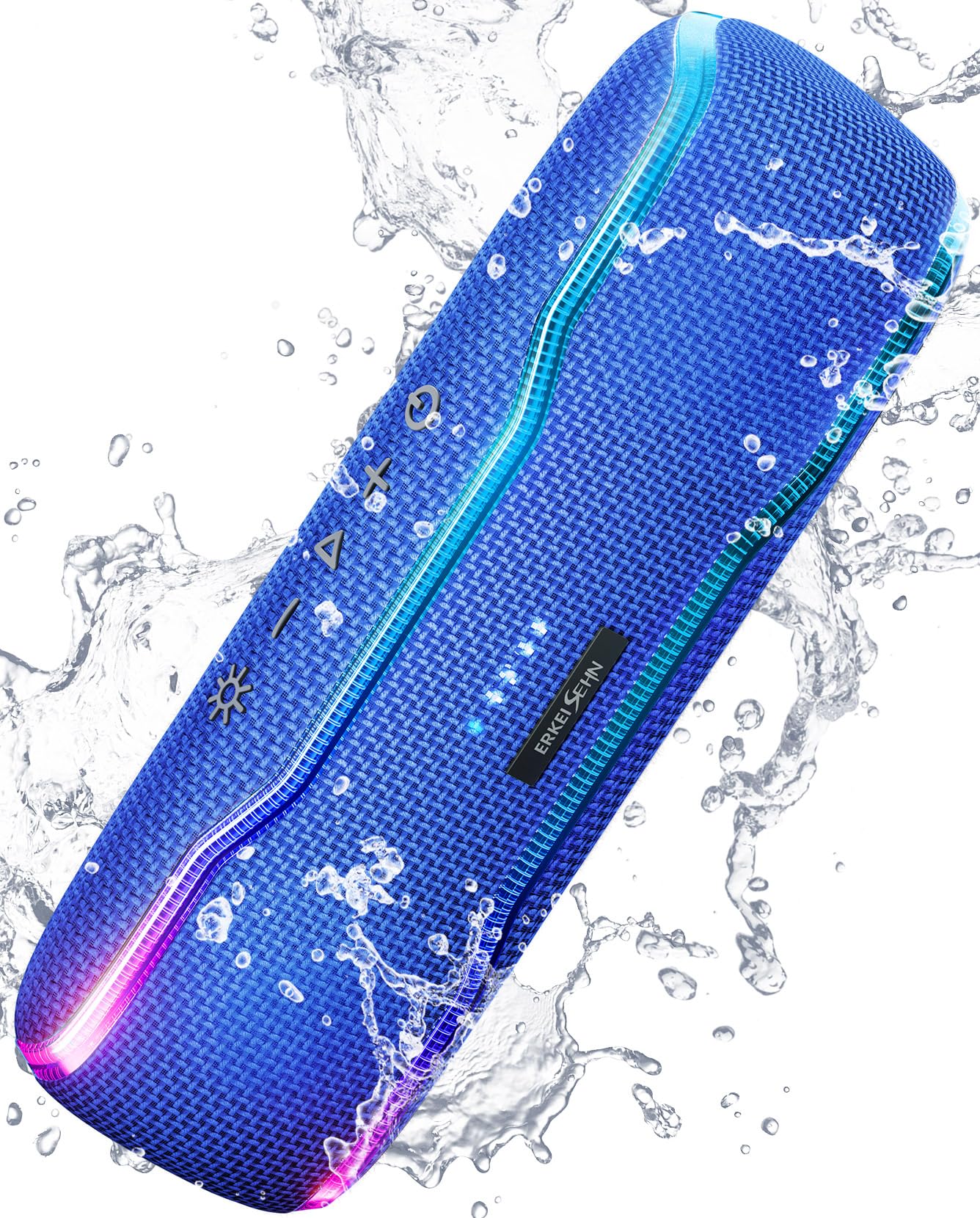 ERKEISEHN Bluetooth Speaker, IPX7 Waterproof Wireless Speaker with Colorful Flashing Light, 25W Super Bass with 24H Playtime, 100ft Bluetooth Range, TWS Pairing for Outdoor, Home, Party, Beach, Travel