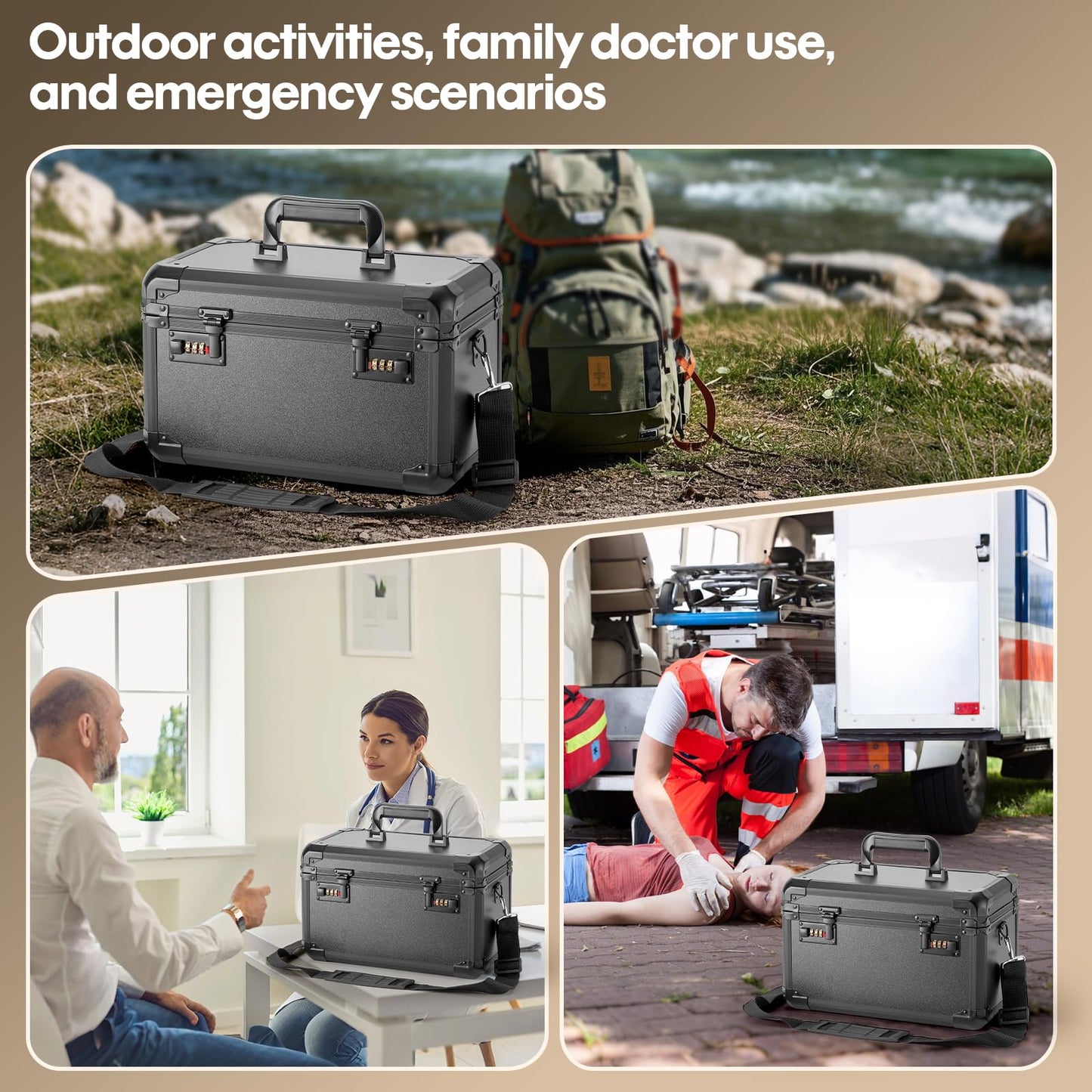 LOCKCURX Aluminum Alloy Lock Box with Code, Lockable Storage Box for Medicine, Cash, Phone & Valuables – Childproof, Portable & Durable – 12.2 x 7.8 x 6.8 Inch Black – Home, Office, School Use