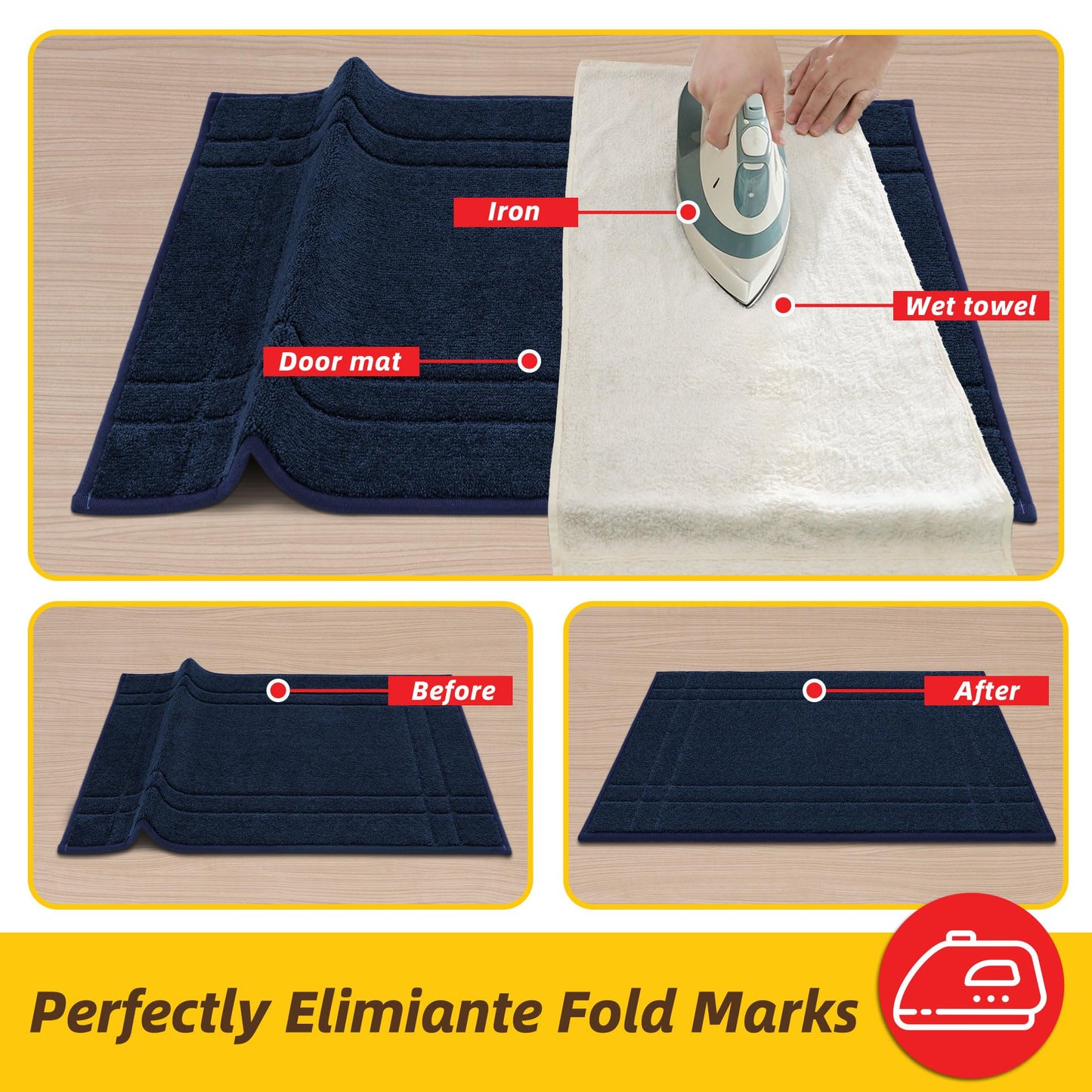 JSEI Entryway Rugs Doormat 32"x48", Non-Slip Dirt Trapper Door Mats Indoor, Washable Absorbent and Stain Resist Welcome Floor Mat for Front Door, Dog Door Mat, Dirty Wet Shoes & Paws, Navy Blue