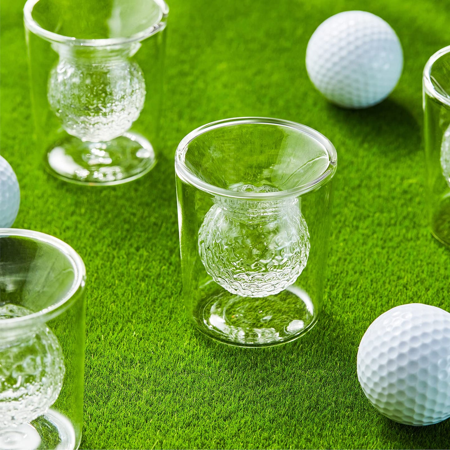 CRAFTGEN Golf Whiskey Decanter Set with 4 Golf Ball Shot Glasses, Unique Golf Gifts for Men Women, 750ml Golf Themed Liquor Dispenser, Golf Club Drink Dispenser for Bourbon, Scotch, Vodka, Tequila